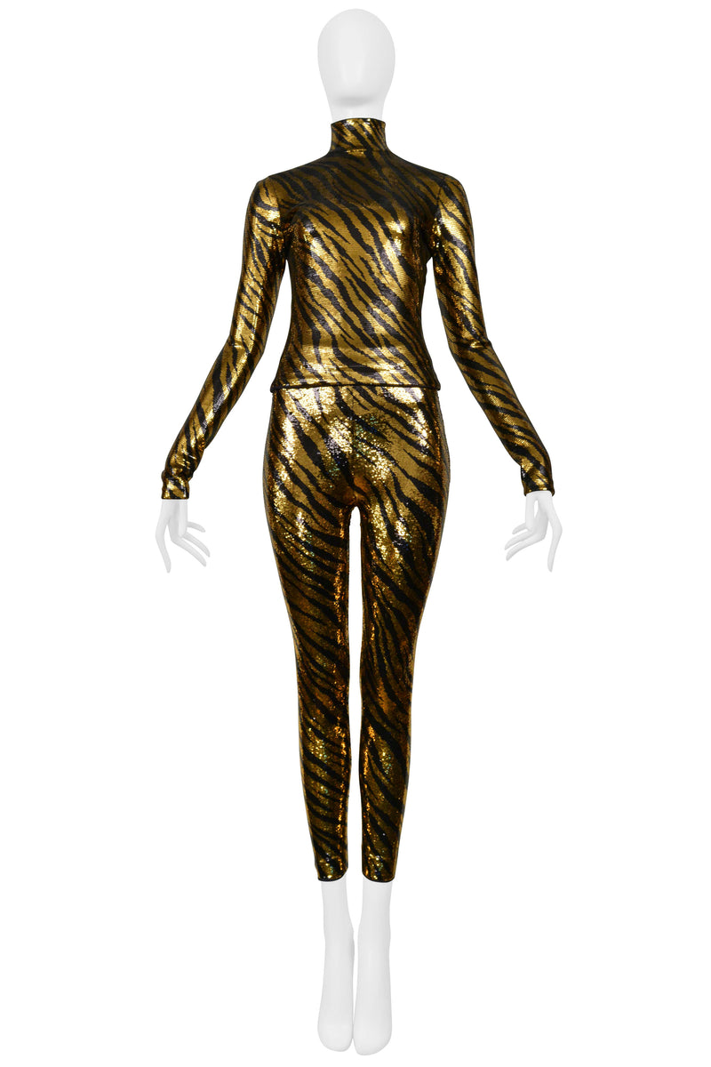 BALENCIAGA SEQUIN ORANGE AND BLACK TIGER STRIPE ENSEMBLE 2020