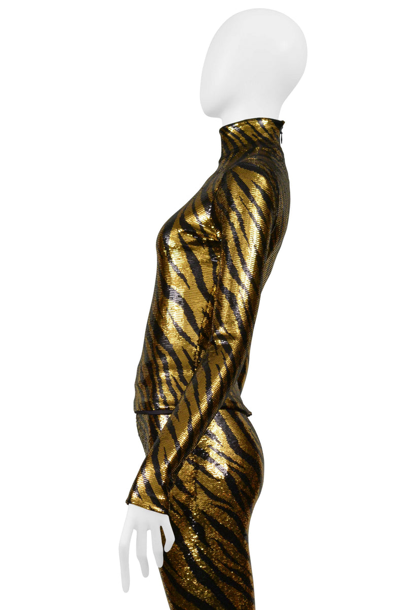 BALENCIAGA SEQUIN ORANGE AND BLACK TIGER STRIPE ENSEMBLE 2020