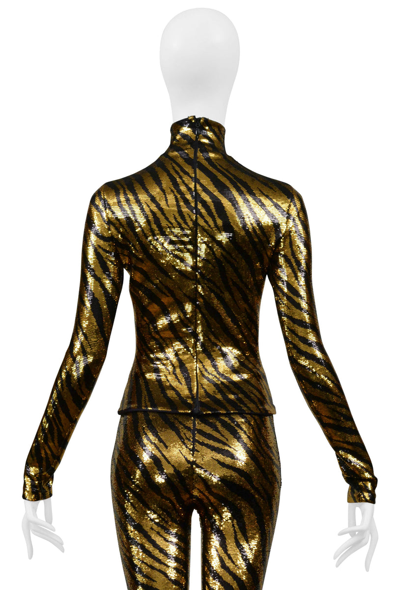 BALENCIAGA SEQUIN ORANGE AND BLACK TIGER STRIPE ENSEMBLE 2020