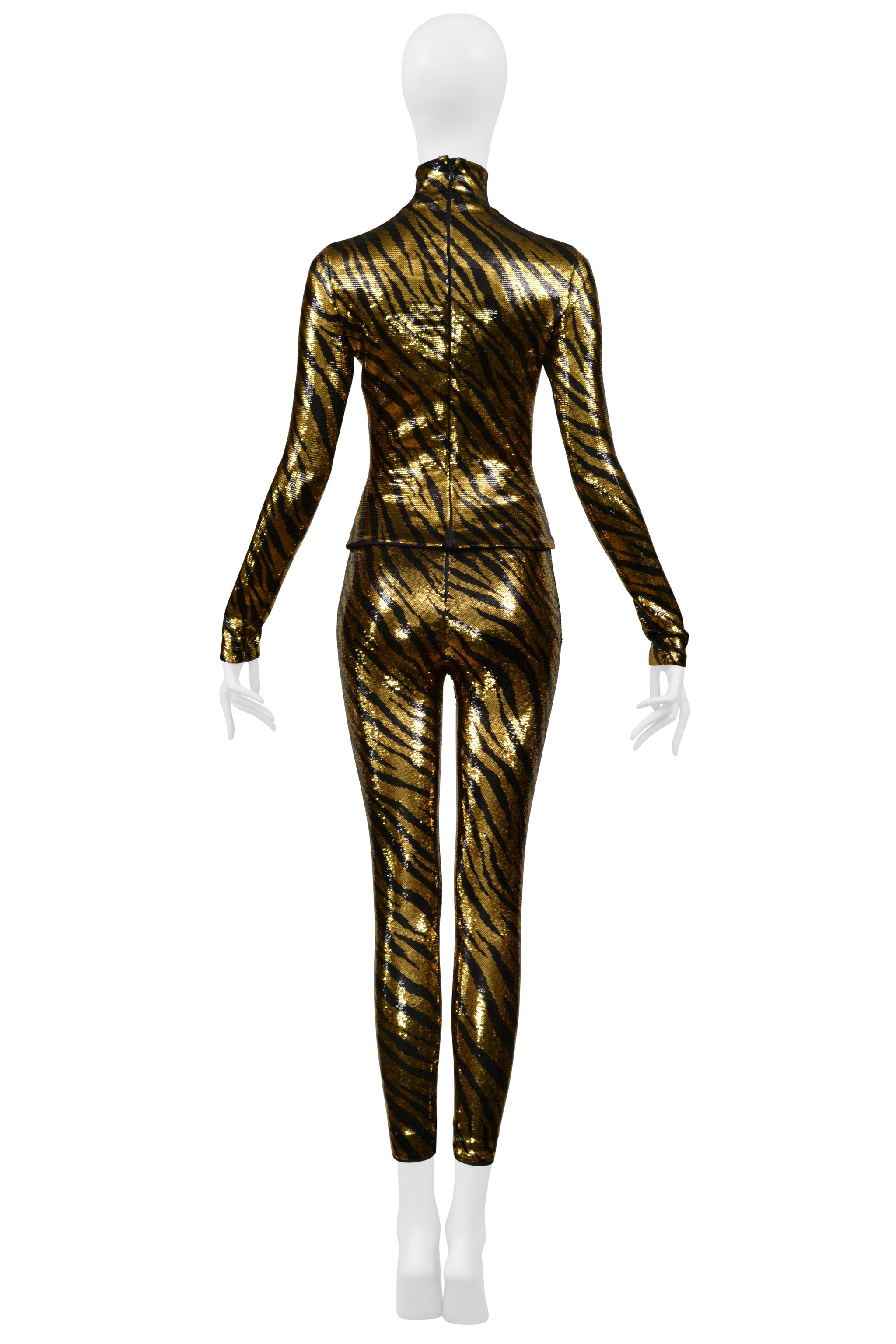 BALENCIAGA SEQUIN ORANGE AND BLACK TIGER STRIPE ENSEMBLE 2020