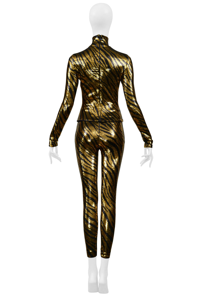 BALENCIAGA SEQUIN ORANGE AND BLACK TIGER STRIPE ENSEMBLE 2020