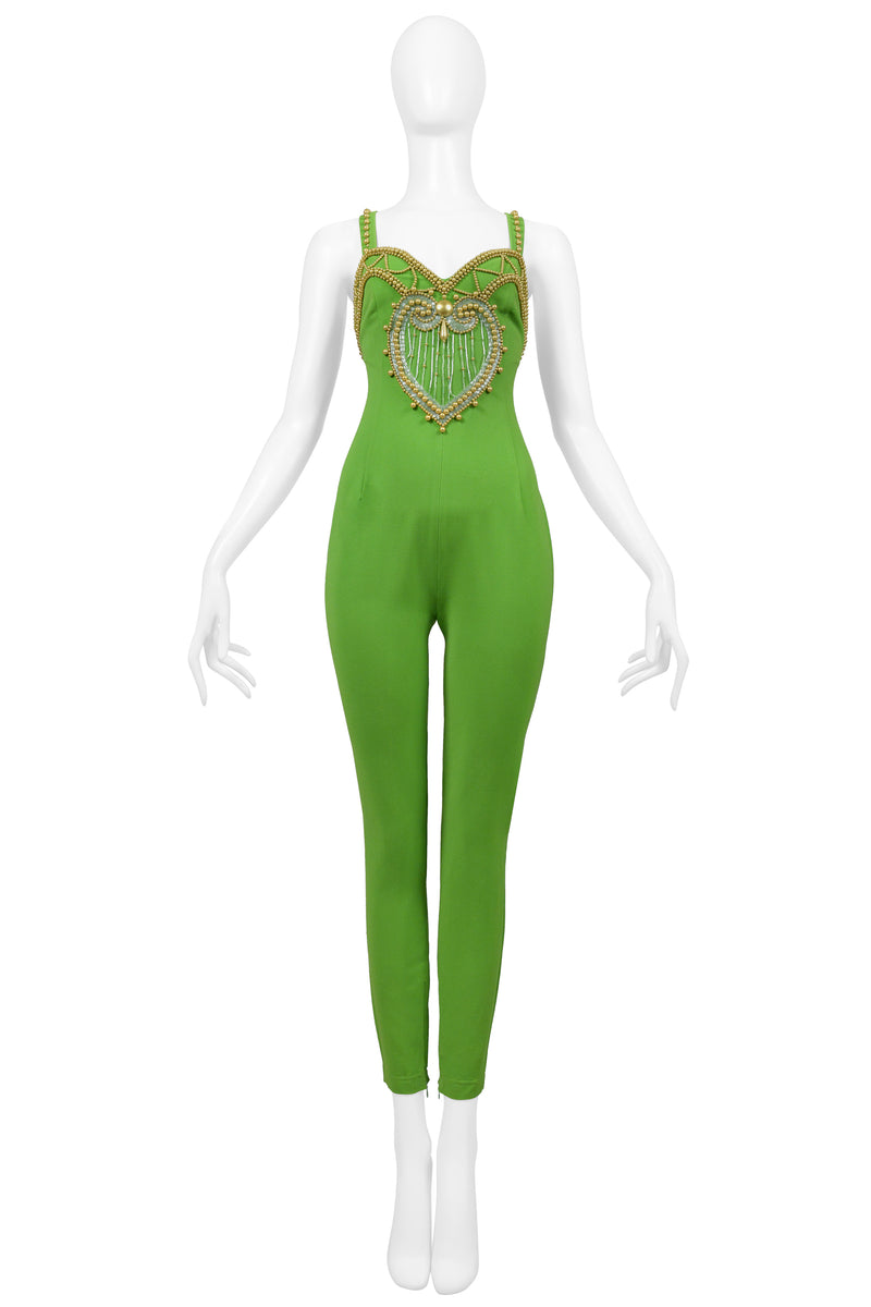 BYBLOS GREEN BEADED JUMPSUIT