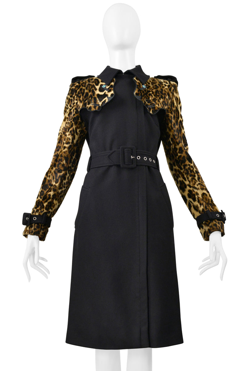 JEAN-CHARLES DE CASTELBAJAC BLACK & LEOPARD TRENCH COAT