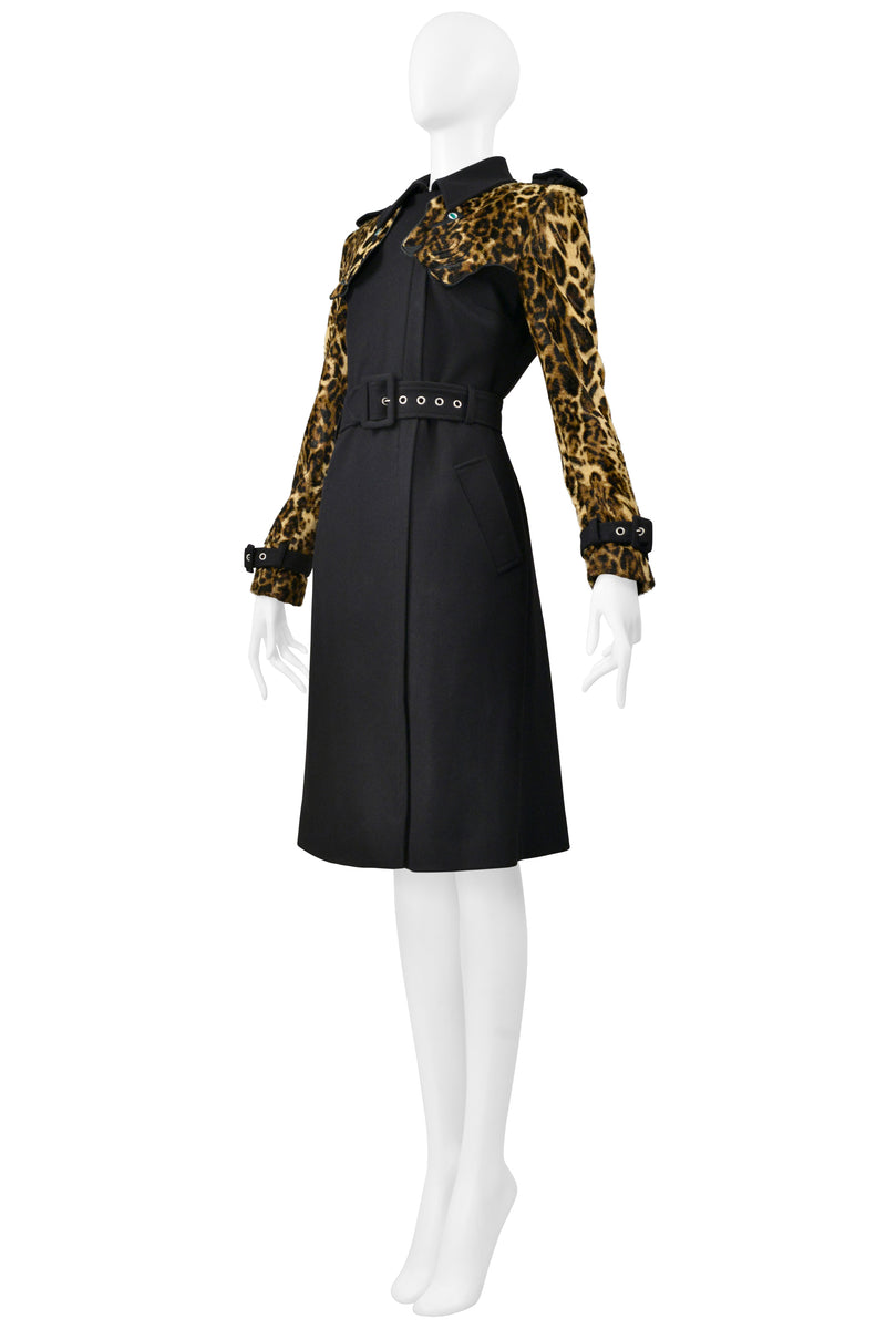 JEAN-CHARLES DE CASTELBAJAC BLACK & LEOPARD TRENCH COAT