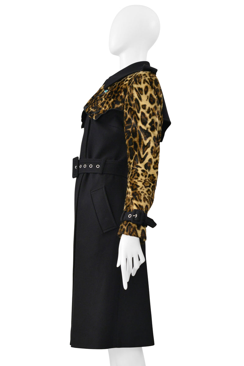 JEAN-CHARLES DE CASTELBAJAC BLACK & LEOPARD TRENCH COAT