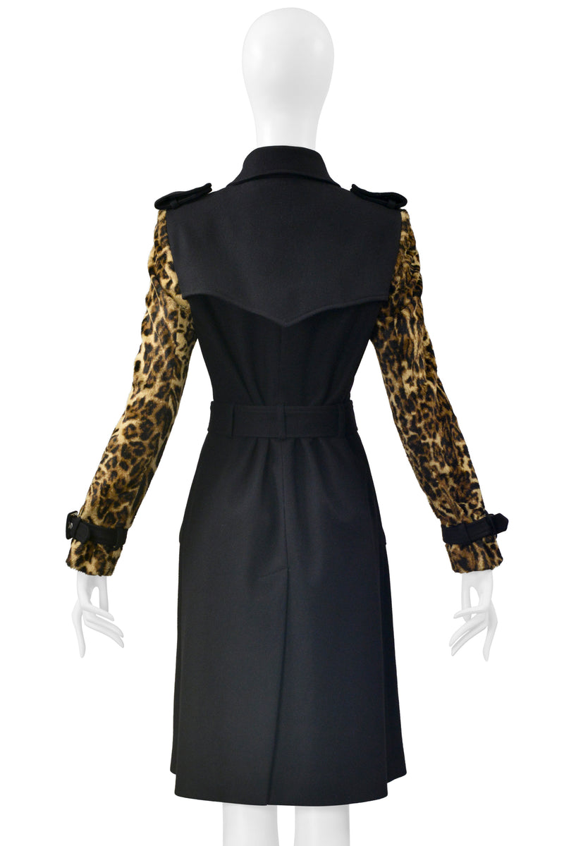 JEAN-CHARLES DE CASTELBAJAC BLACK & LEOPARD TRENCH COAT