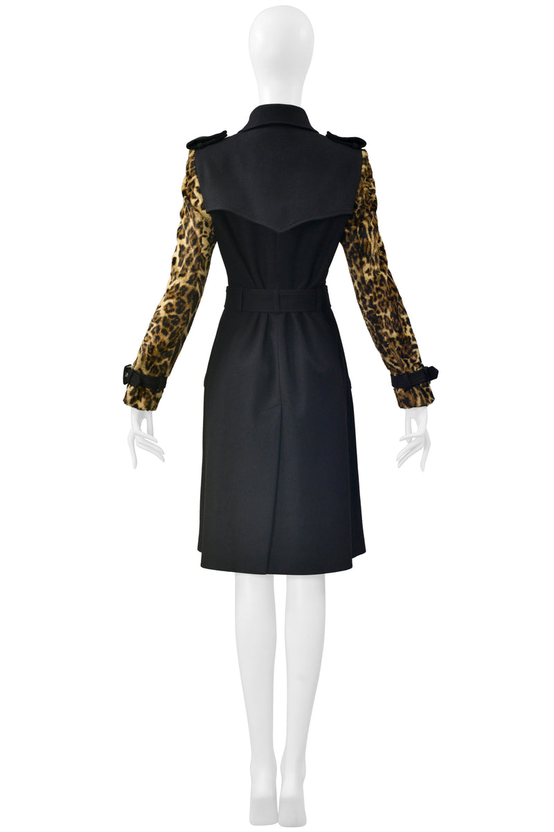 JEAN-CHARLES DE CASTELBAJAC BLACK & LEOPARD TRENCH COAT