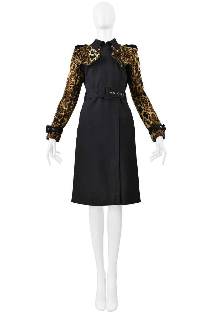 JEAN-CHARLES DE CASTELBAJAC BLACK & LEOPARD TRENCH COAT