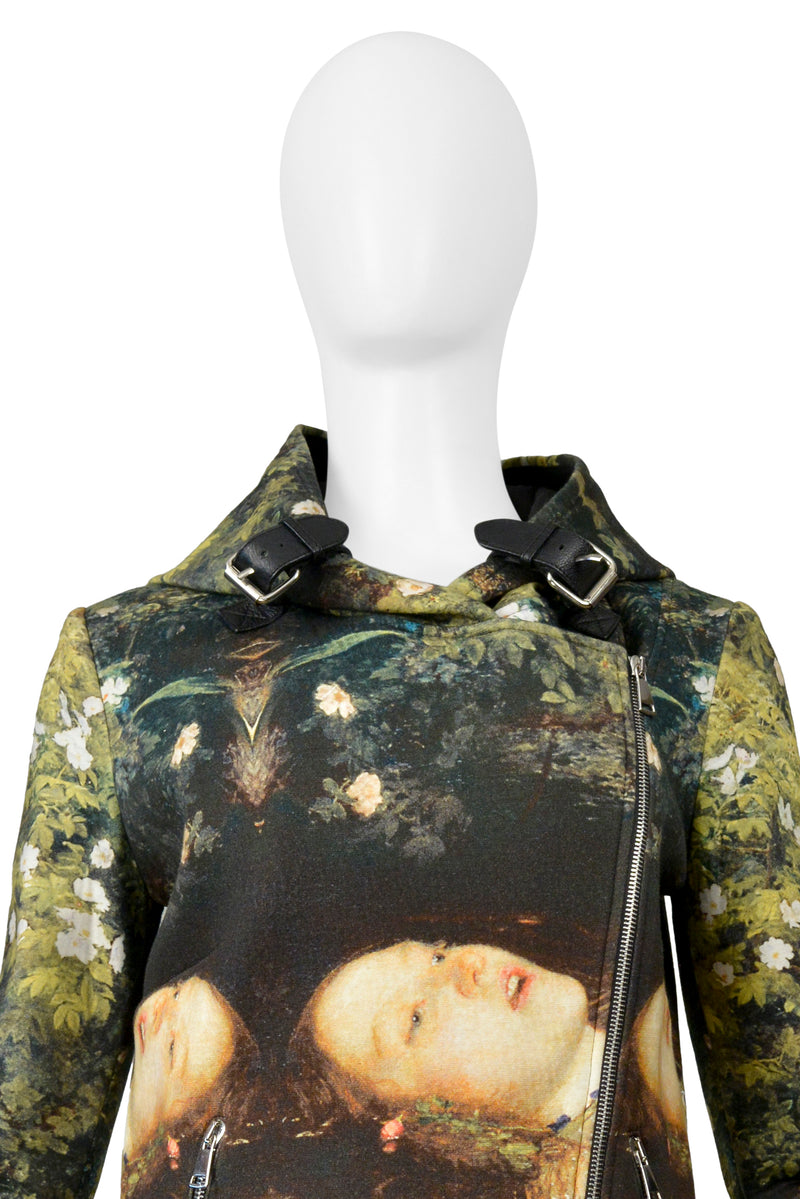 JEAN-CHARLES DE CASTELBAJAC OPHELIA PRINTED MOTO JACKET WITH HOOD