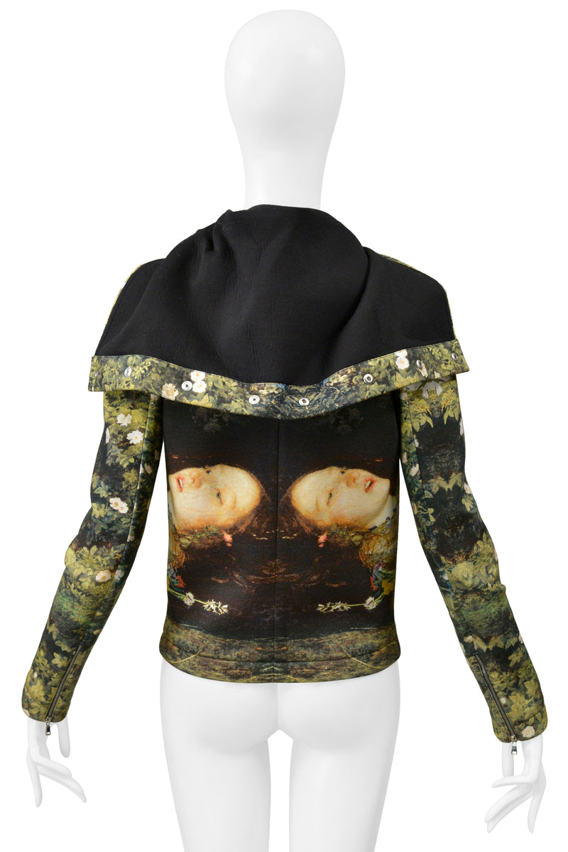 JEAN-CHARLES DE CASTELBAJAC OPHELIA PRINTED MOTO JACKET WITH HOOD