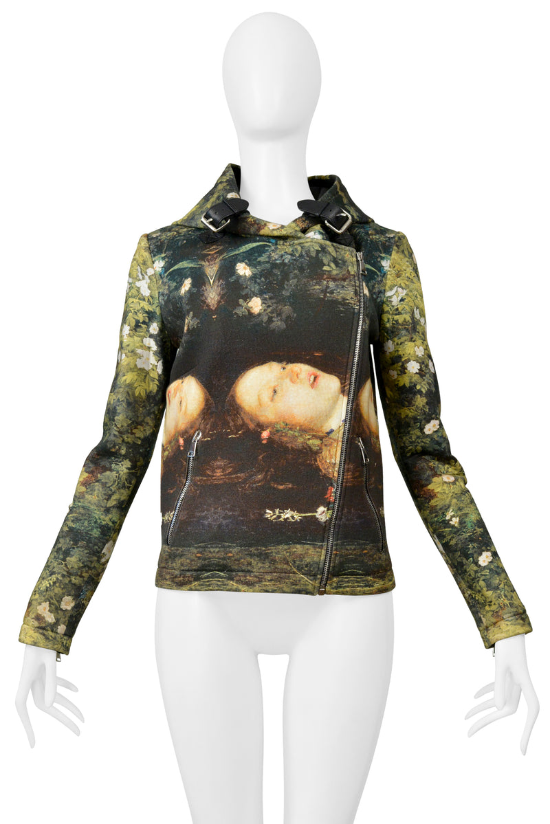 JEAN-CHARLES DE CASTELBAJAC OPHELIA PRINTED MOTO JACKET WITH HOOD