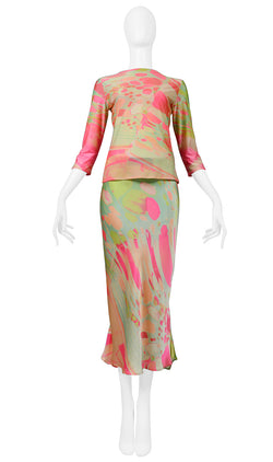 ROBERTO CAVALLI PINK & GREEN ABSTRACT ACID PRINT SET 1999