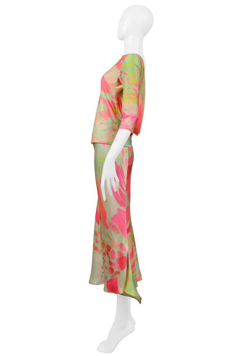 ROBERTO CAVALLI PINK & GREEN ABSTRACT ACID PRINT SET 1999