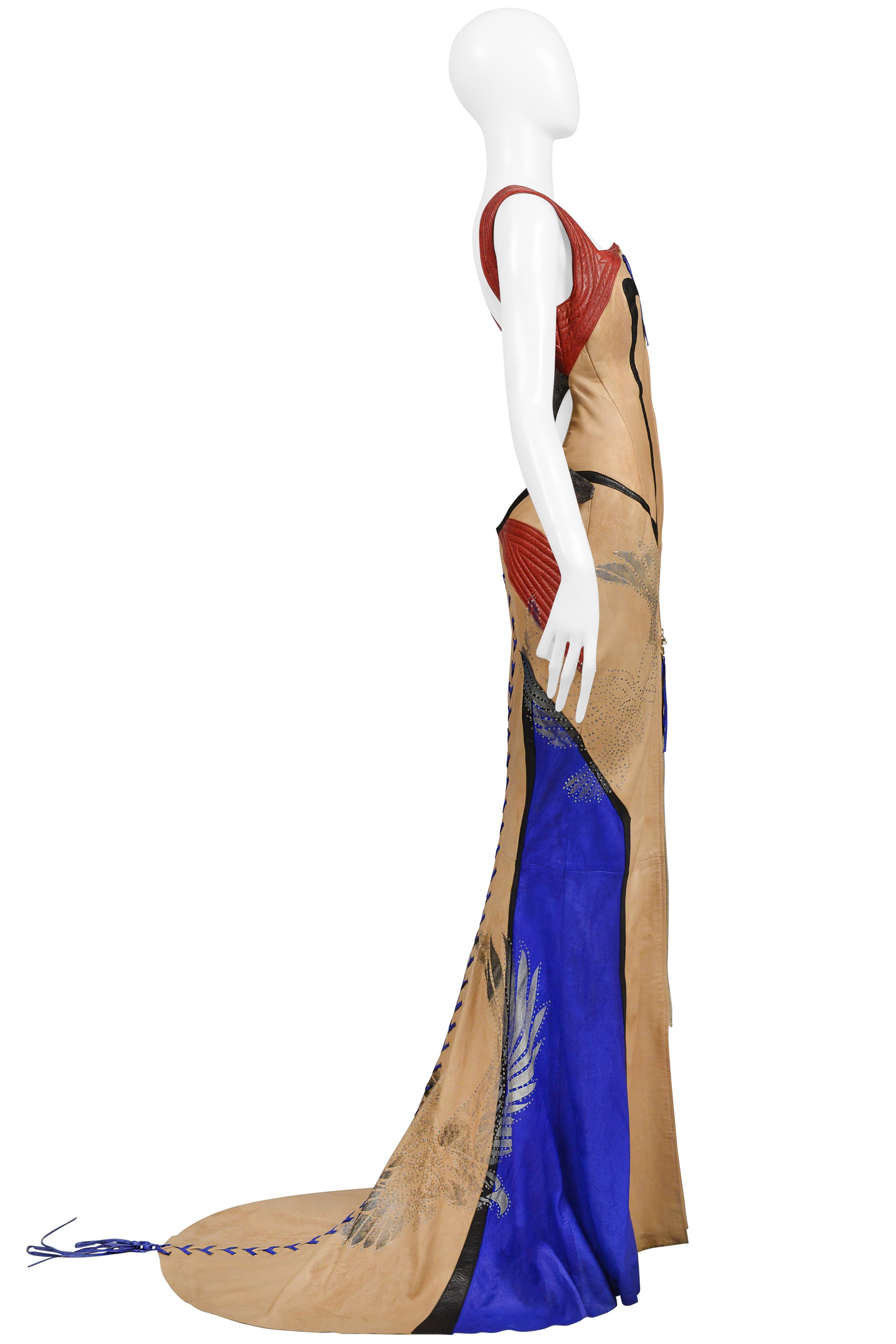 ROBERTO CAVALLI  LEATHER MOTORCYCLE EVENING GOWN 2003