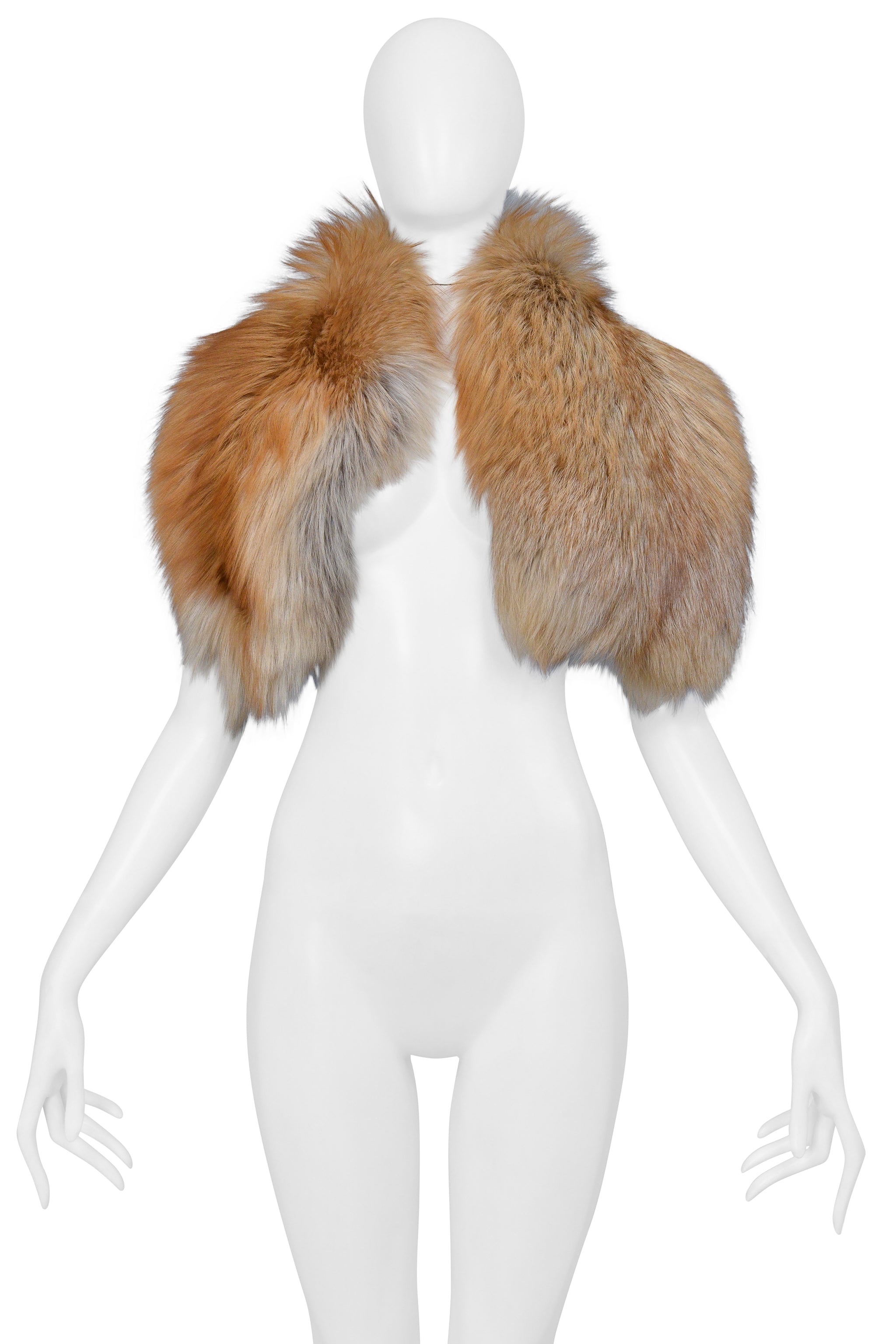 ROBERTO CAVALLI TAN FOX FUR COLLAR WRAP 2004