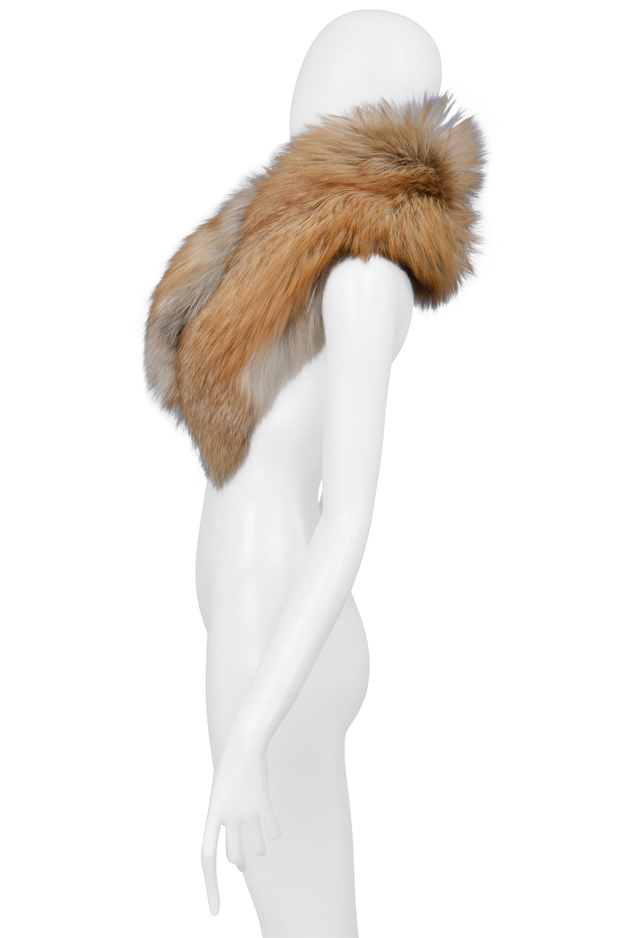 ROBERTO CAVALLI TAN FOX FUR COLLAR WRAP 2004