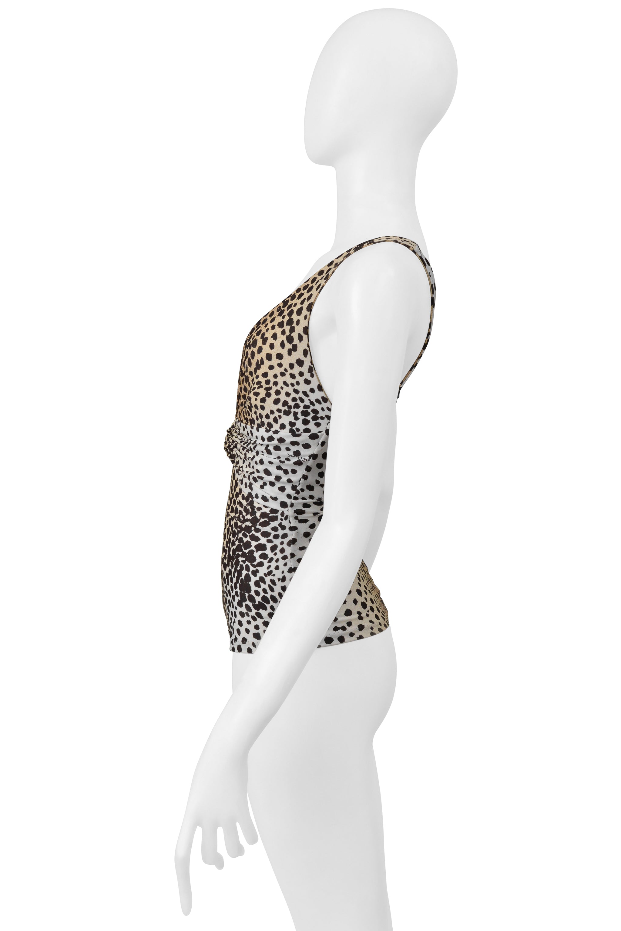 ROBERTO CAVALLI TAN LEOPARD PRINT TOP WITH GOLD HARDWARE 2005