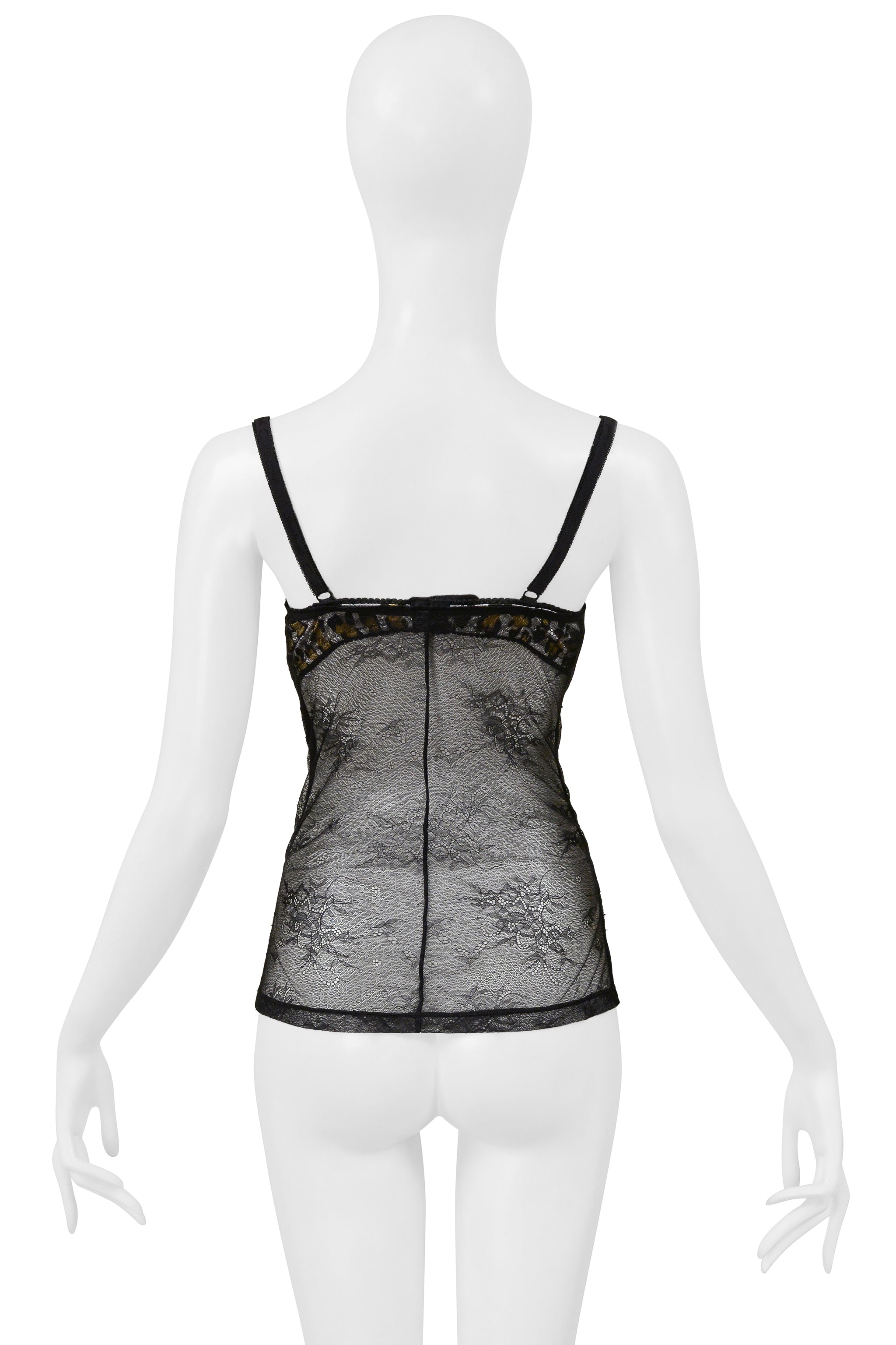 ROBERTO CAVALLI JUST CAVALLI BLACK SATIN & LEOPARD PRINT TOP