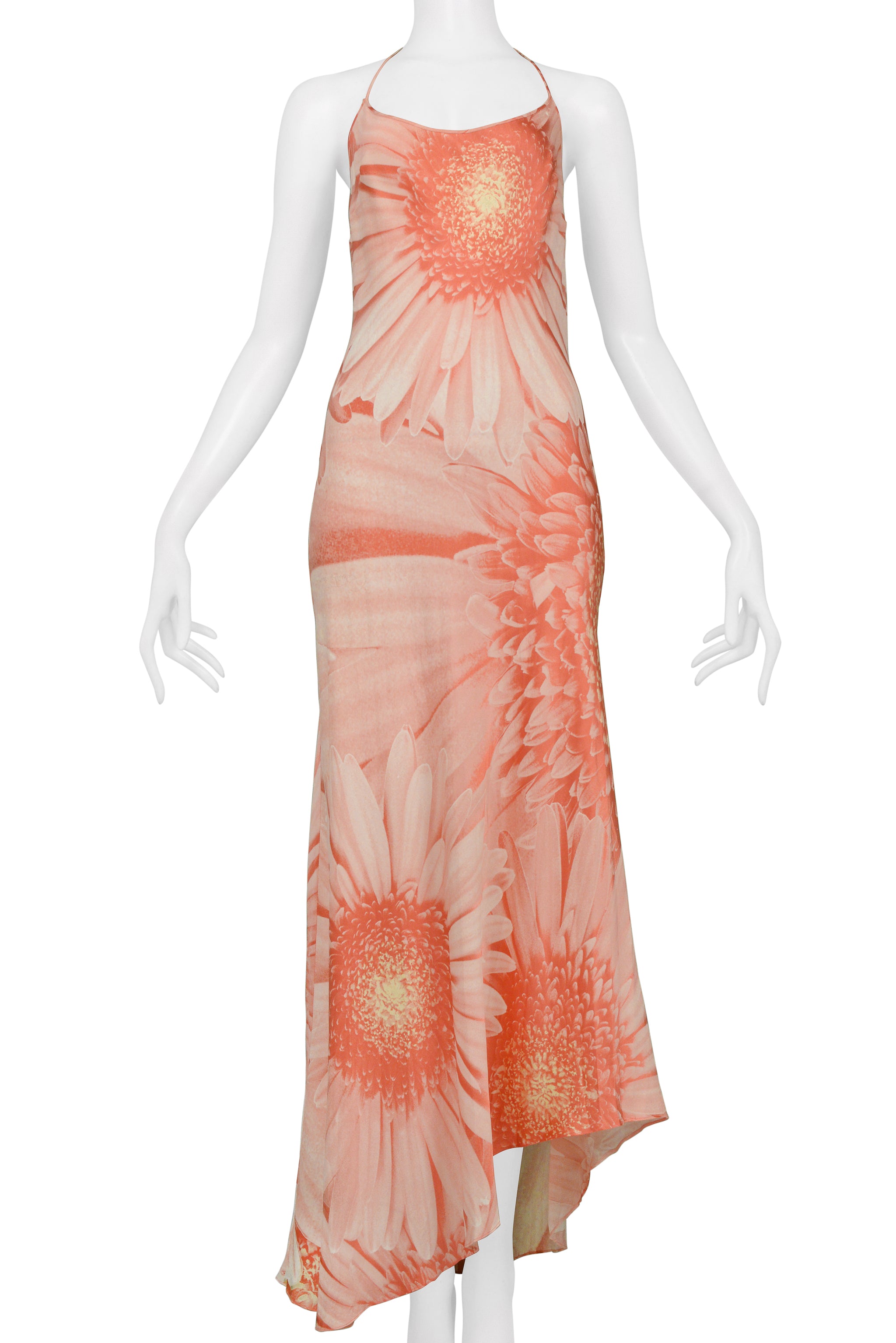 ROBERTO CAVALLI PINK DAISY MAXI SLIP DRESS 2000