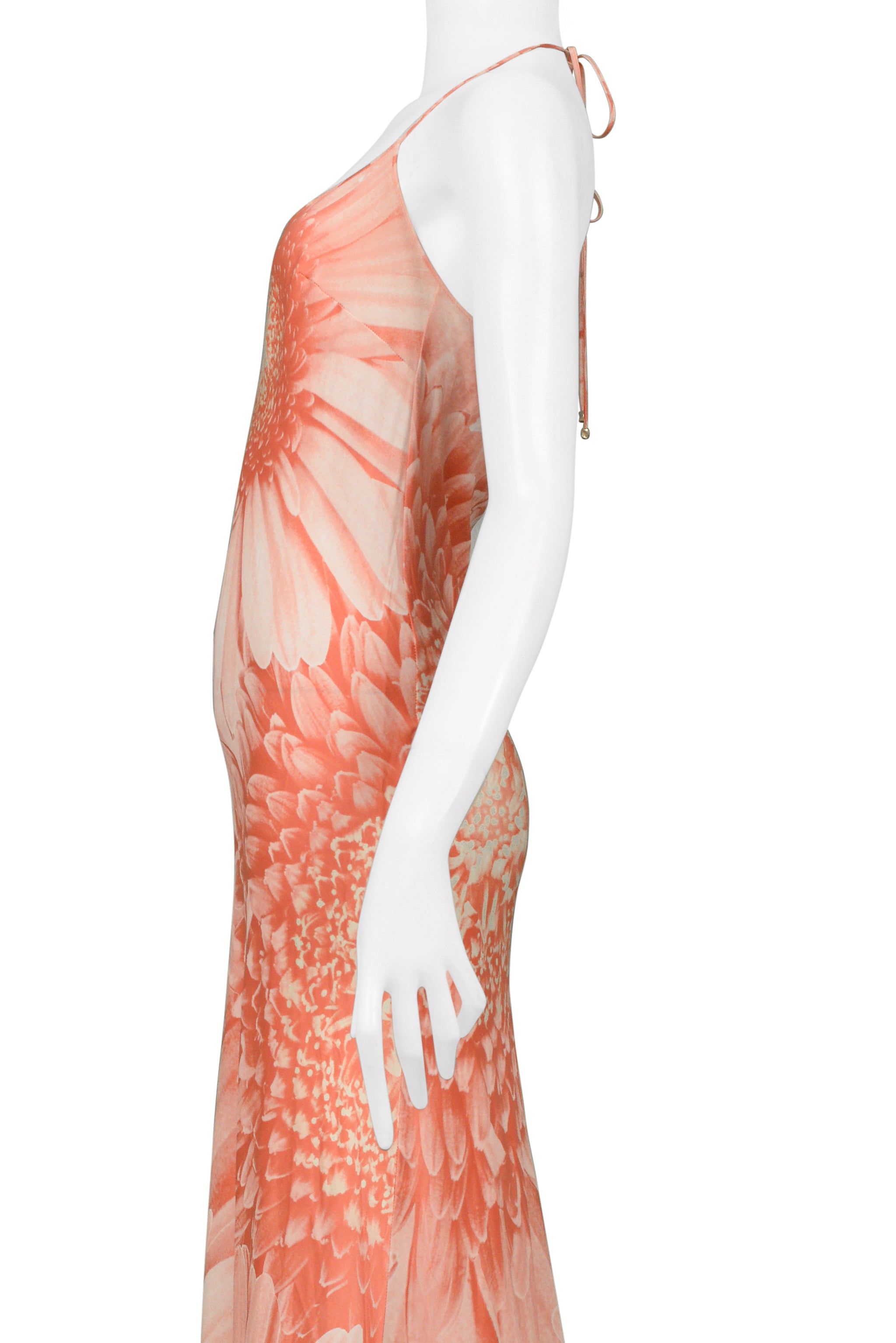 ROBERTO CAVALLI PINK DAISY MAXI SLIP DRESS 2000