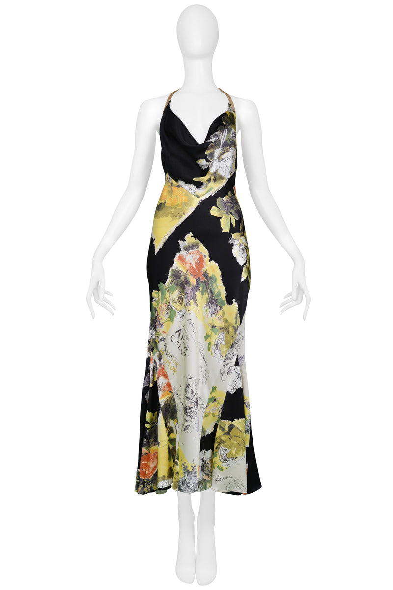 Ruffled Floral Silk Slip Dress, Authentic & Vintage