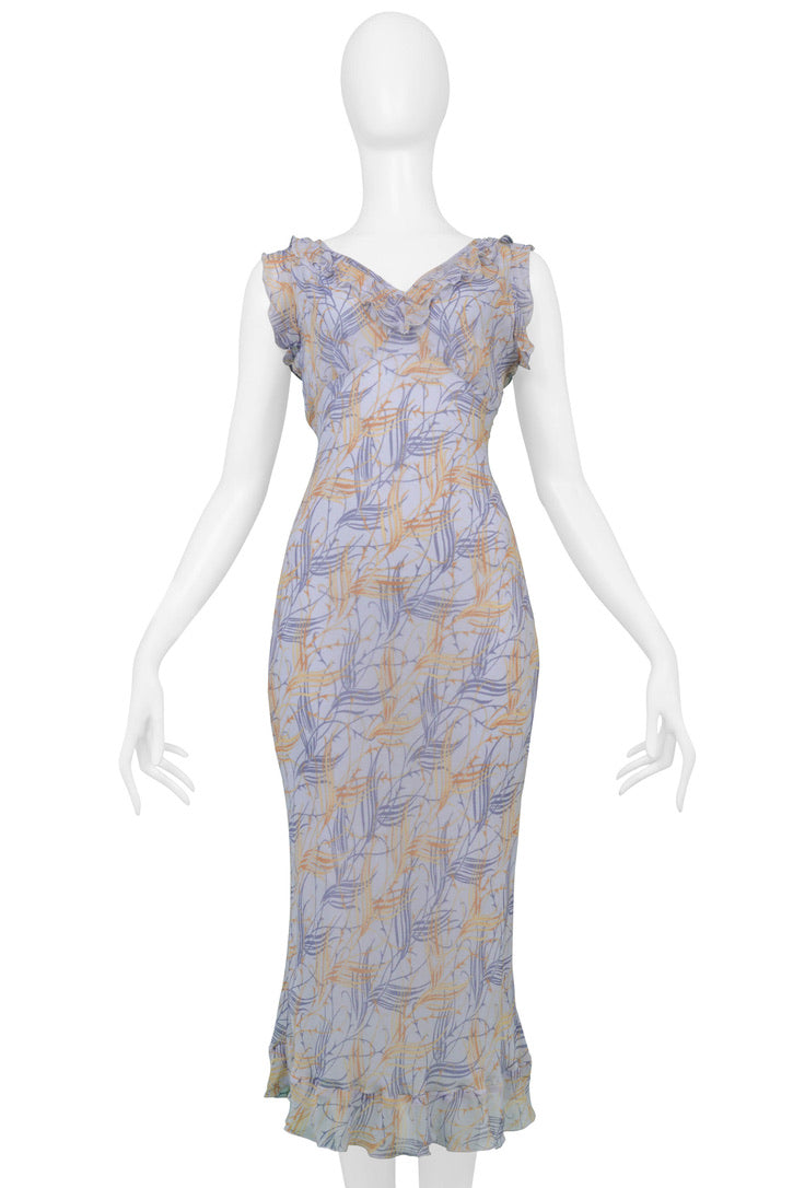 CHLOE BLUE CHIFFON DAY DRESS WITH RUFFLES