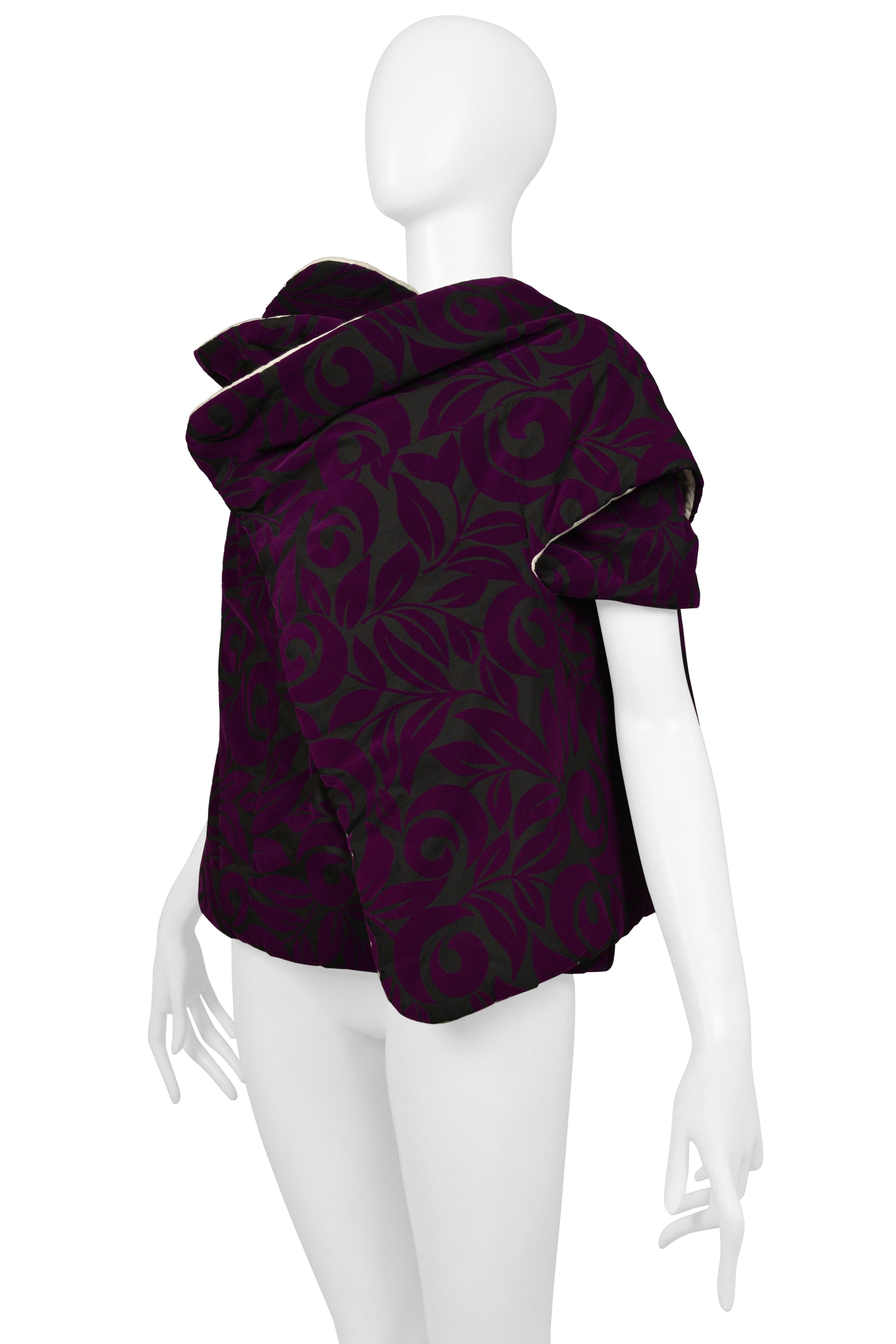 COMME DES GARCONS BLACK & PURPLE FLORAL FLORAL PADDED WRAP TOP 1996