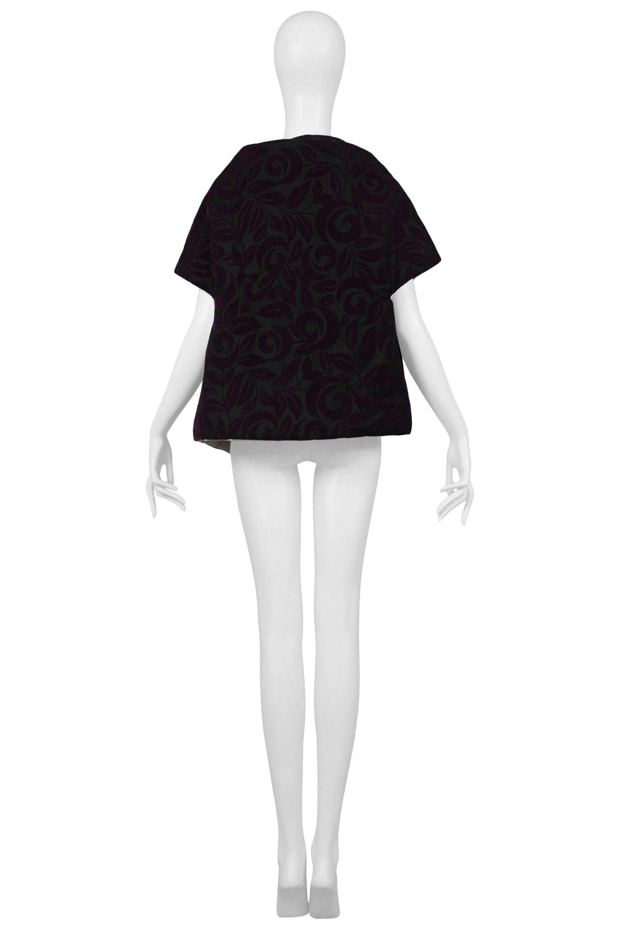 COMME DES GARCONS BLACK & PURPLE FLORAL FLORAL PADDED WRAP TOP 1996