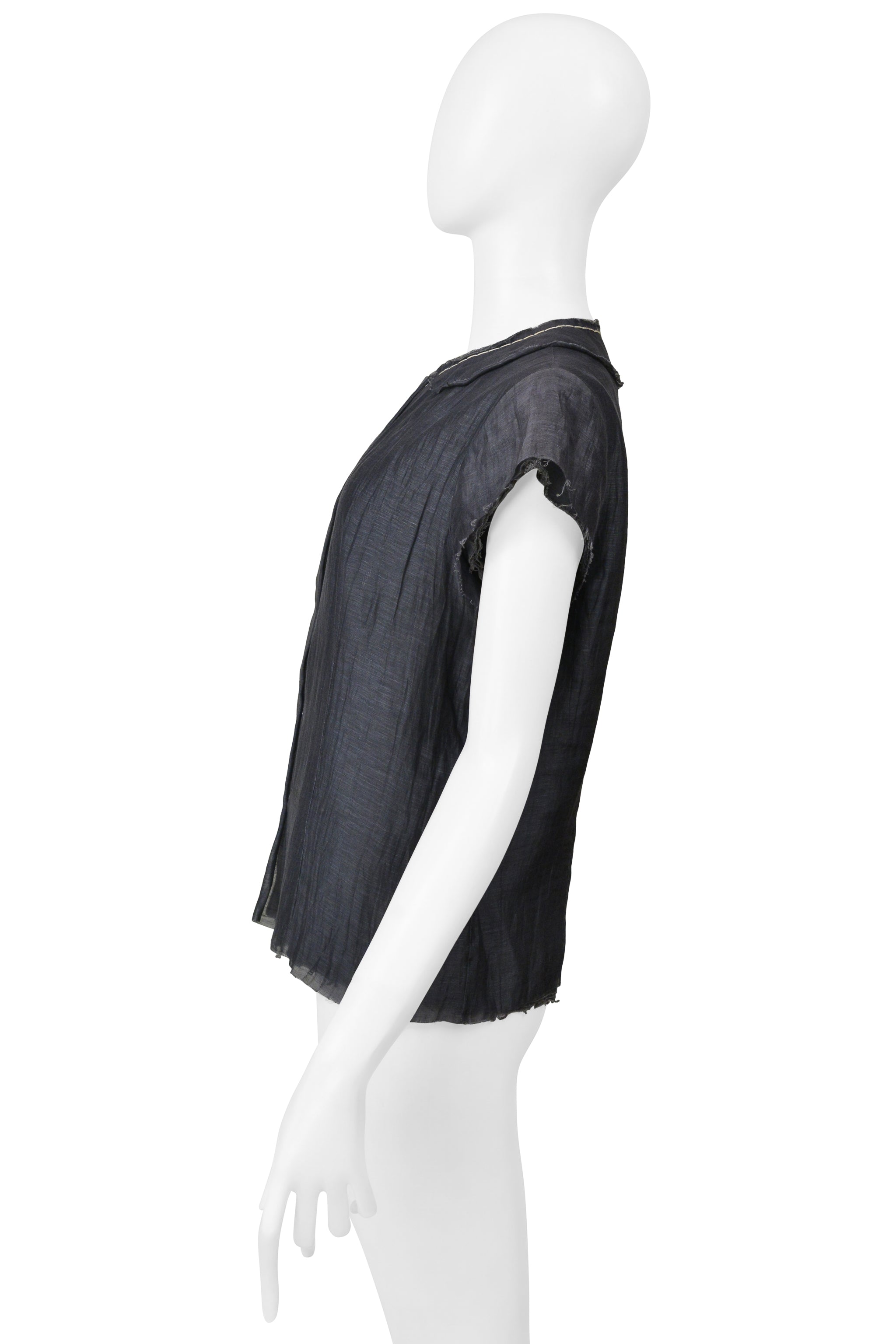 COMME DES GARCONS GREY LINEN SHELL JACKET WITH WHITE STITCHING 1997
