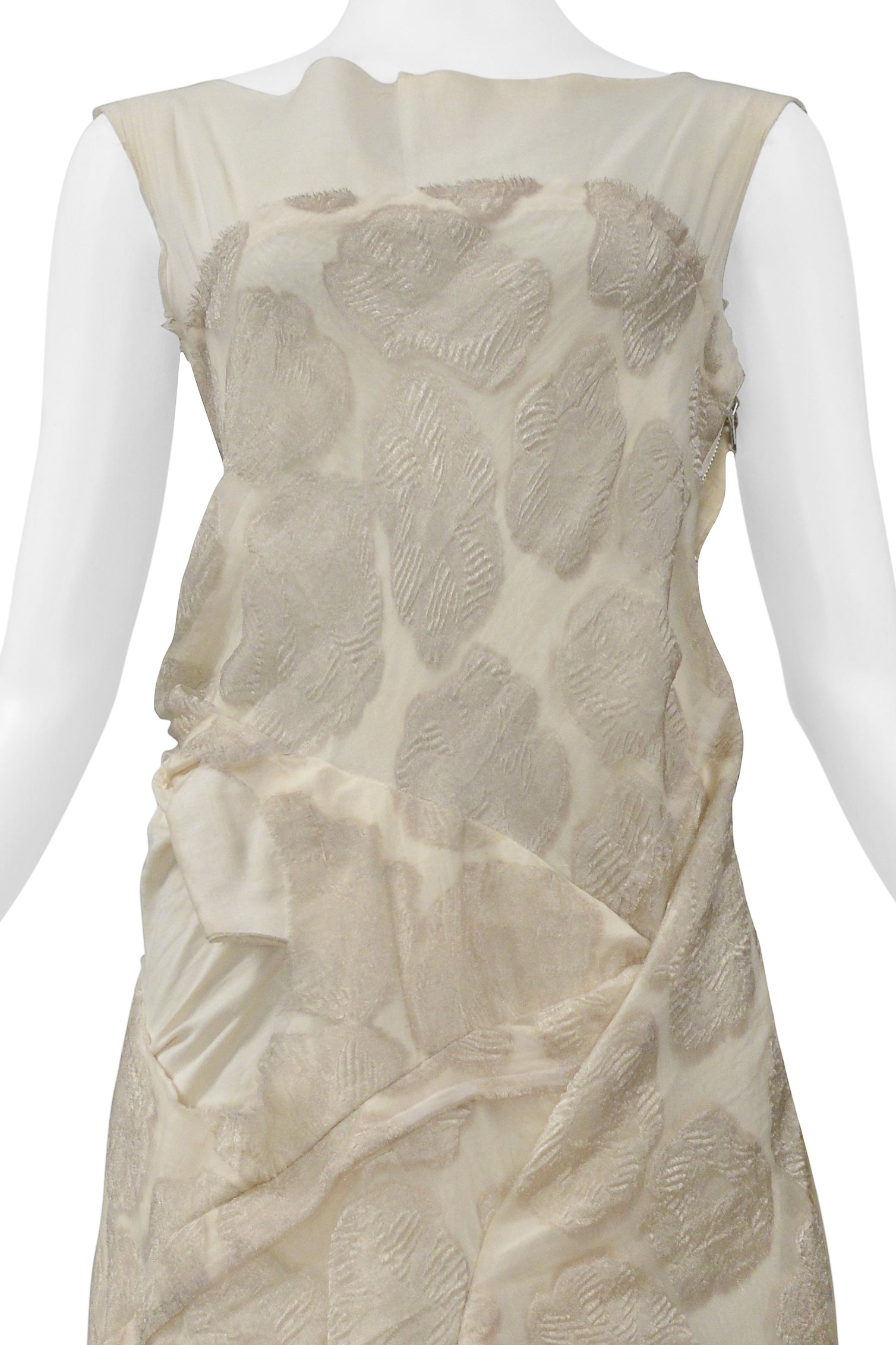 COMME DES GARCONS OFF-WHITE VINTAGE FLORAL & MUSLIN DECONSTRUCTED GOWN 1997