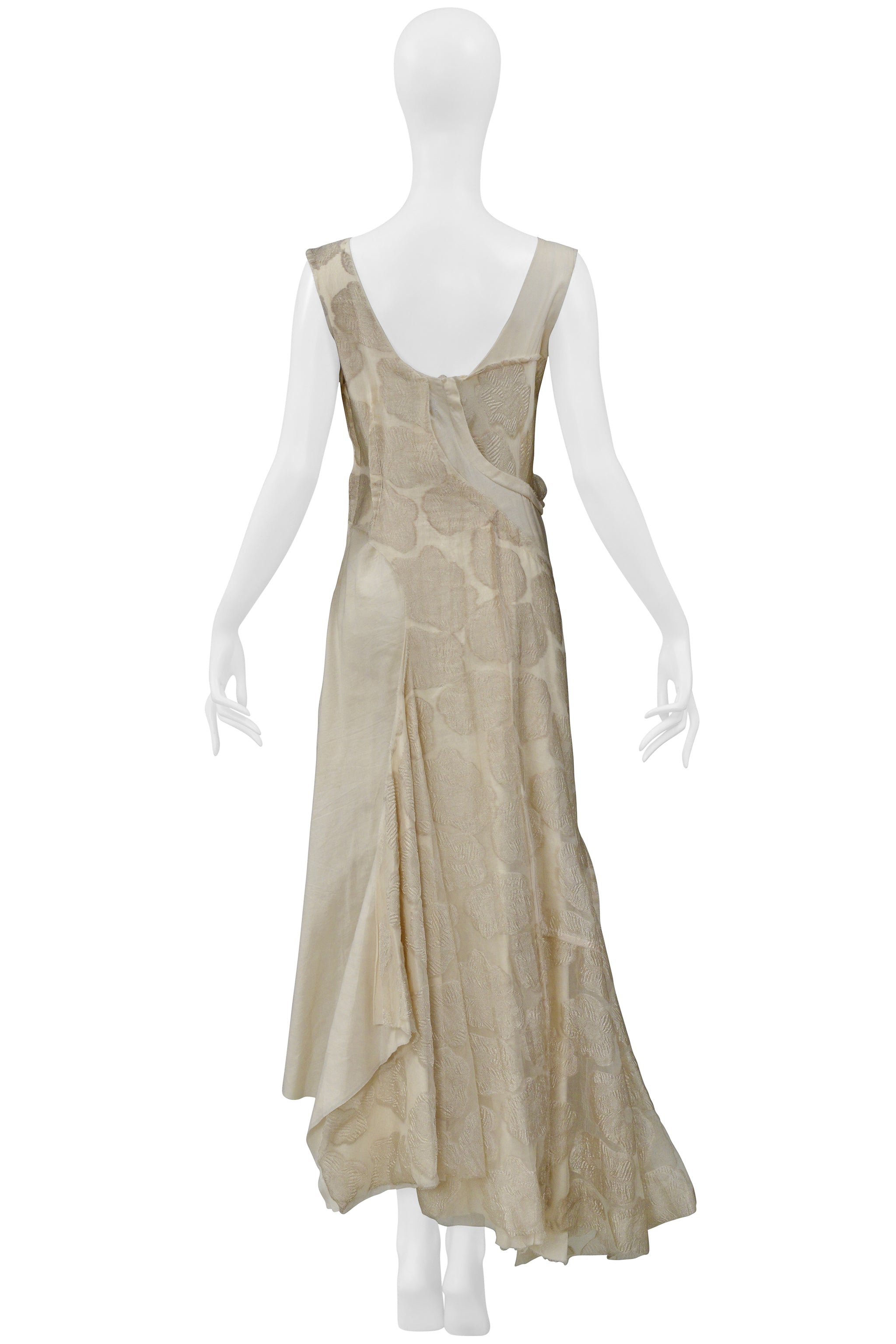 COMME DES GARCONS OFF-WHITE VINTAGE FLORAL & MUSLIN DECONSTRUCTED GOWN 1997