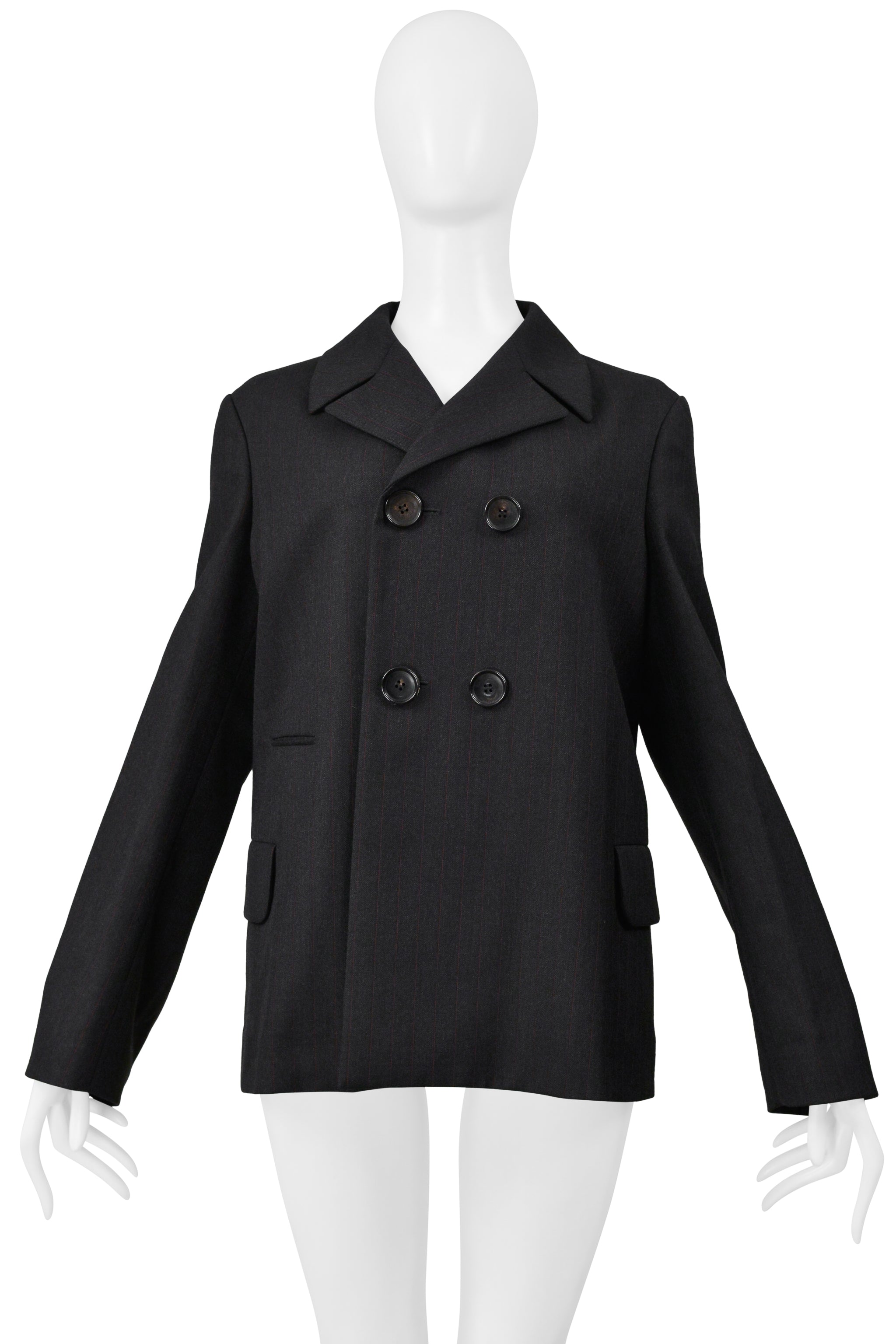 COMME DES GARCONS GRAY PINSTRIPE DOUBLE BREASTED JACKET 1998-1999