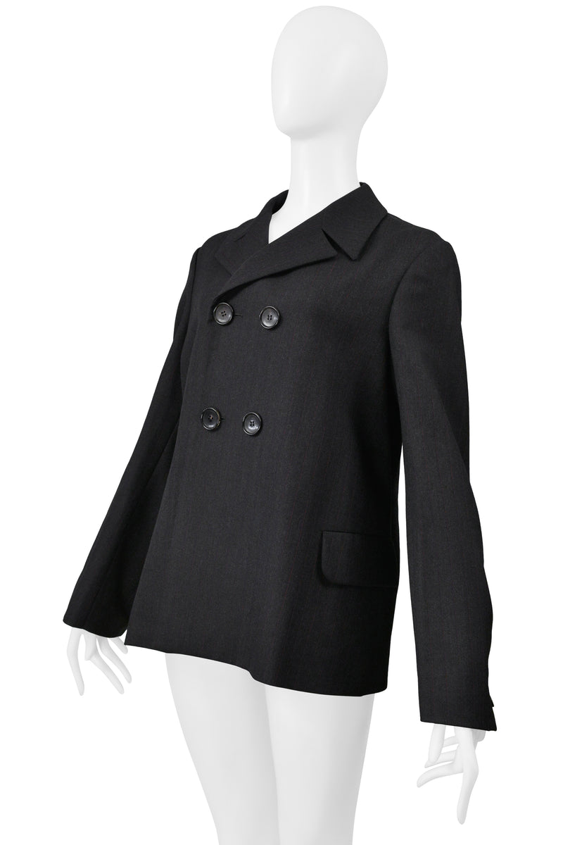 COMME DES GARCONS GRAY PINSTRIPE DOUBLE BREASTED JACKET 1998-1999