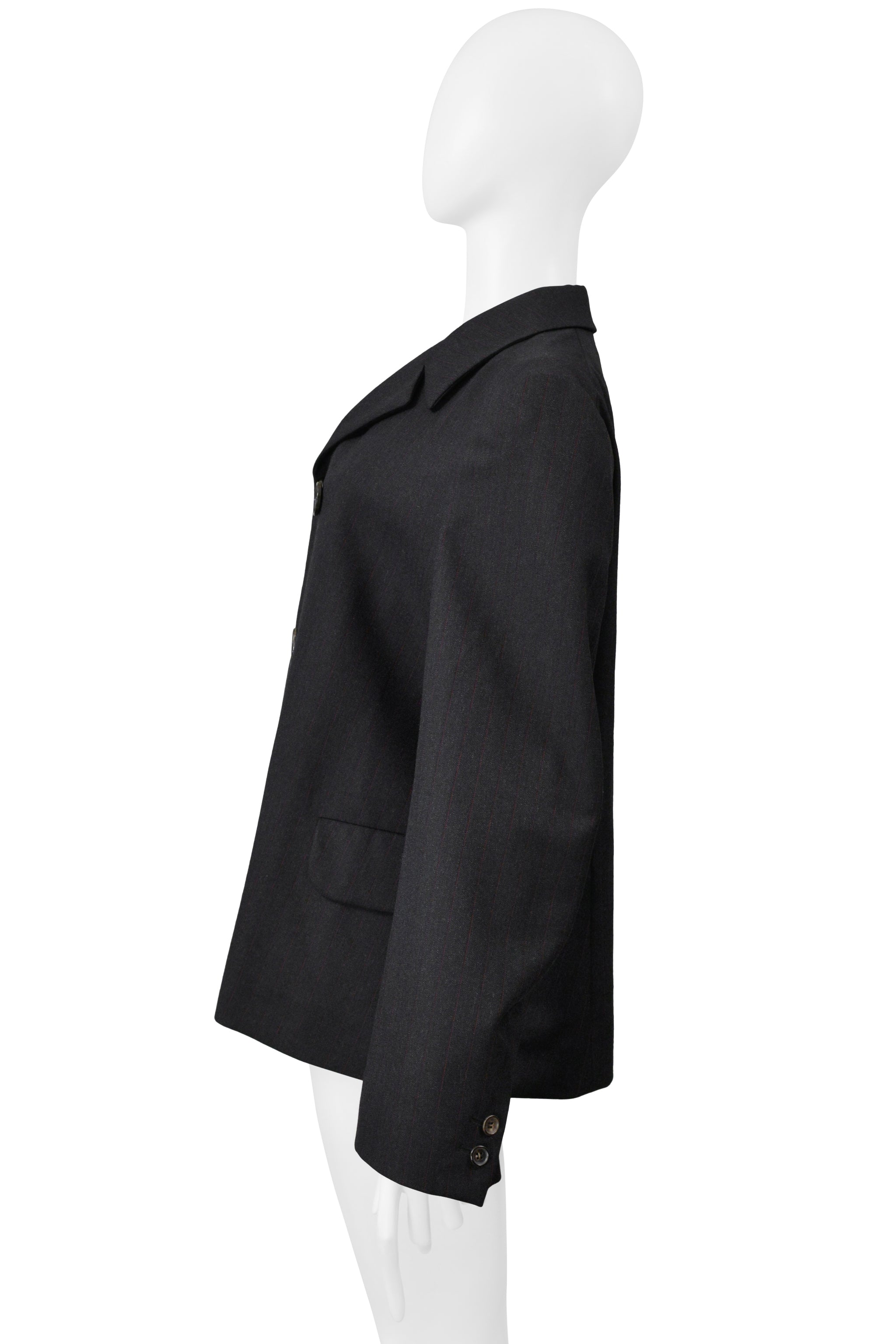 COMME DES GARCONS GRAY PINSTRIPE DOUBLE BREASTED JACKET 1998-1999