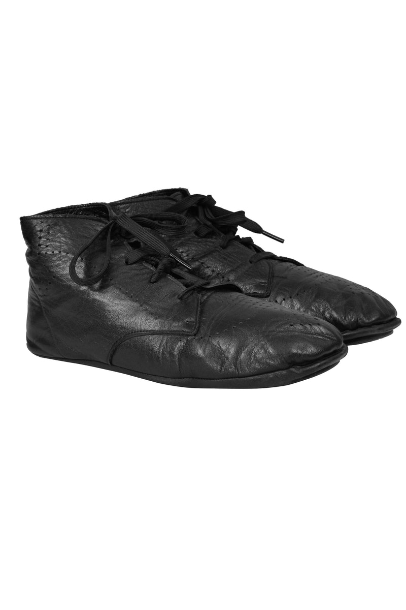 COMME DES GARCONS BLACK LEATHER LACE UP BOOTS 1998