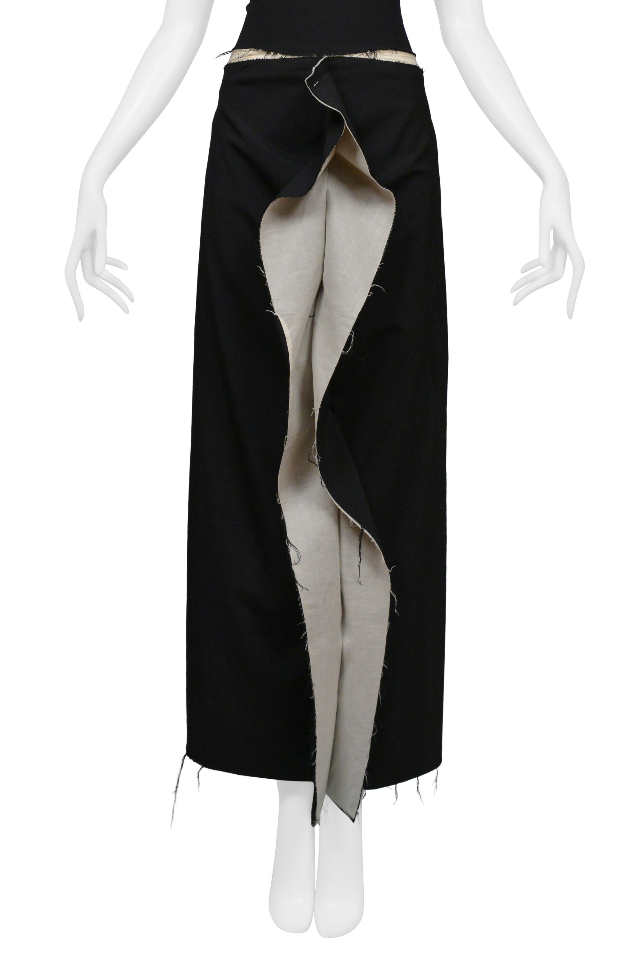 COMME DES GARCONS BLACK AND WHITE DOUBLE LAYERED TANK TOP AND SINGLE RUFFLE SKIRT ENSEMBLE 1998