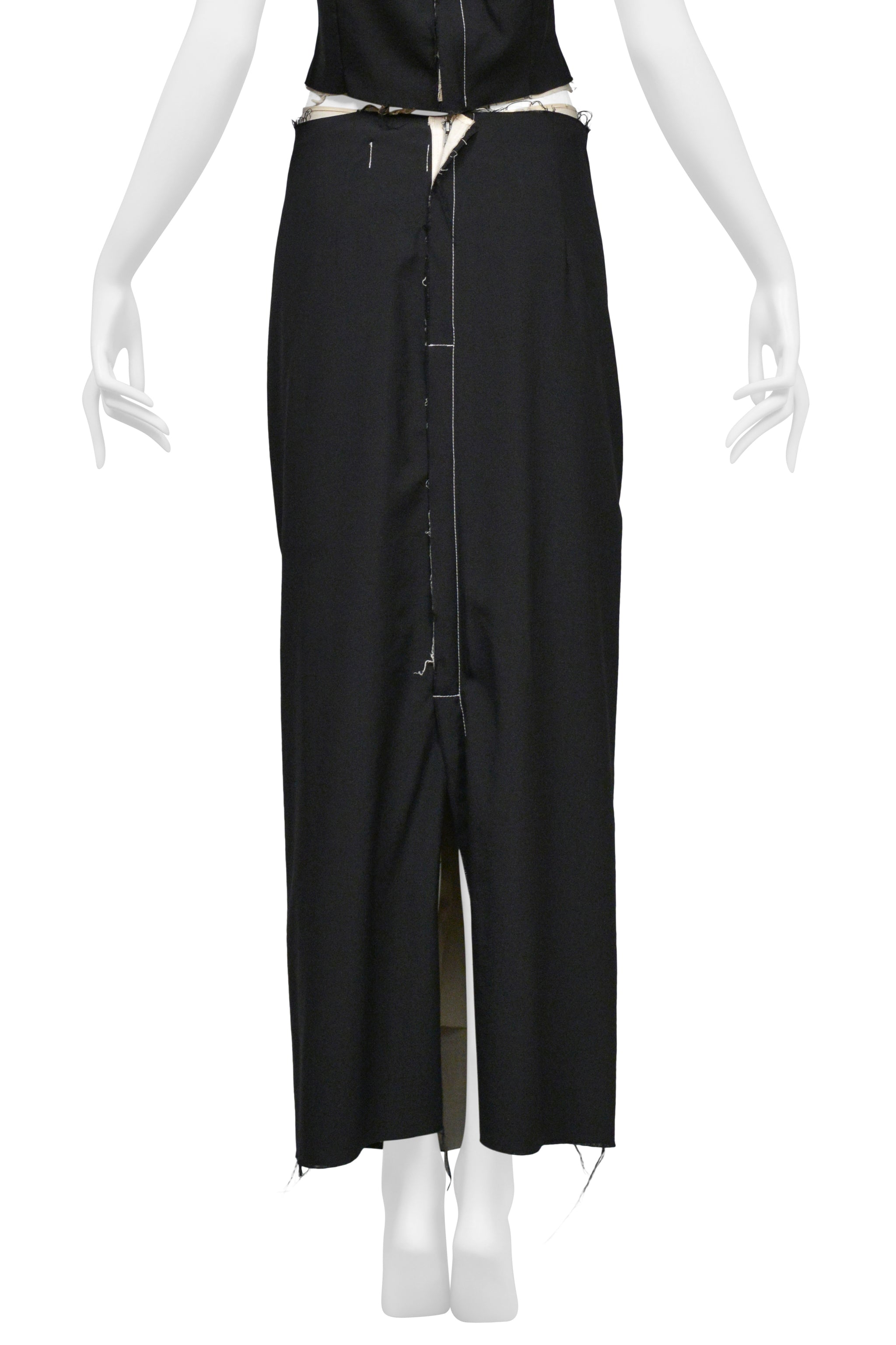 COMME DES GARCONS BLACK AND WHITE DOUBLE LAYERED TANK TOP AND SINGLE RUFFLE SKIRT ENSEMBLE 1998