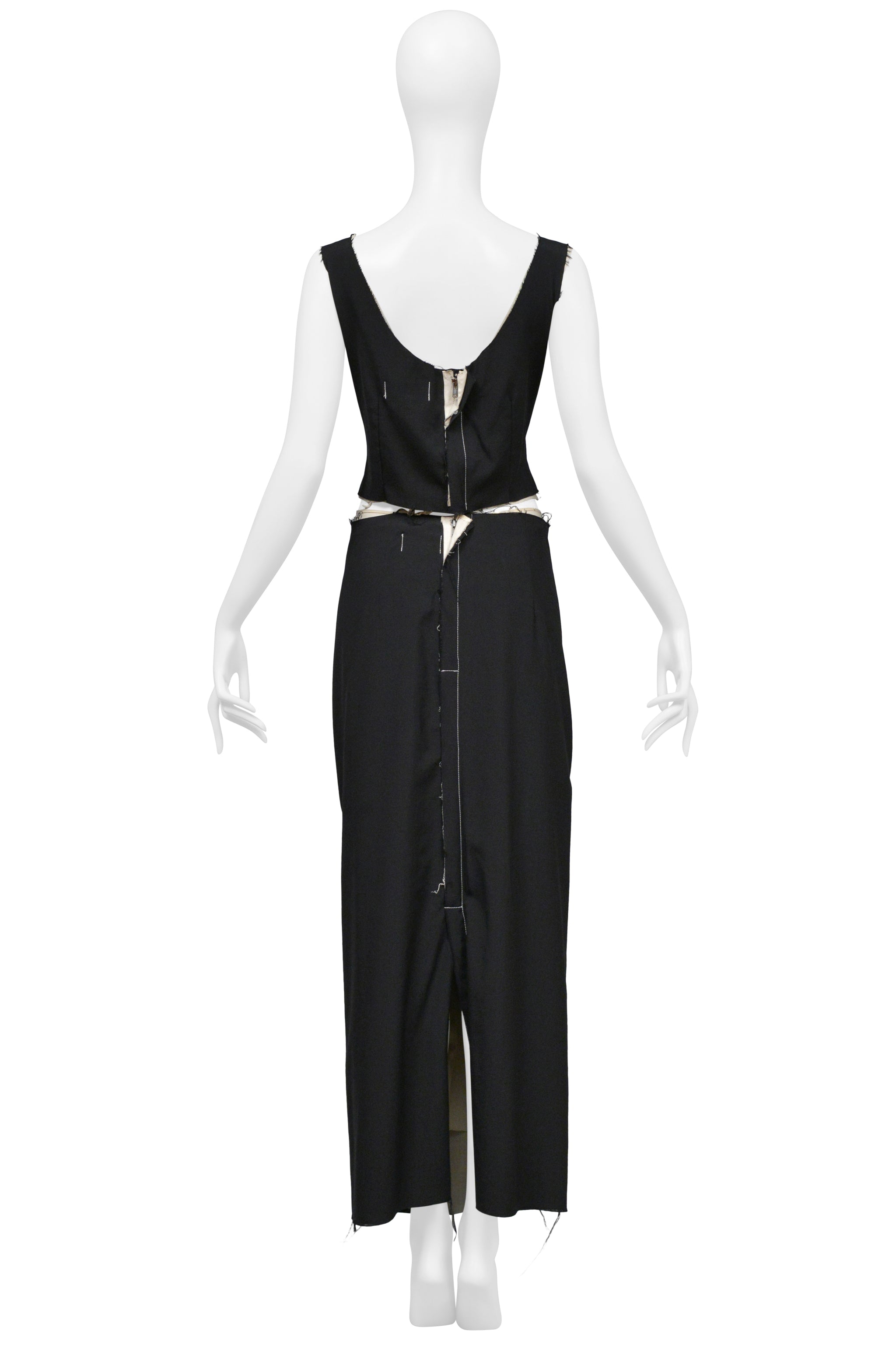 COMME DES GARCONS BLACK AND WHITE DOUBLE LAYERED TANK TOP AND SINGLE RUFFLE SKIRT ENSEMBLE 1998