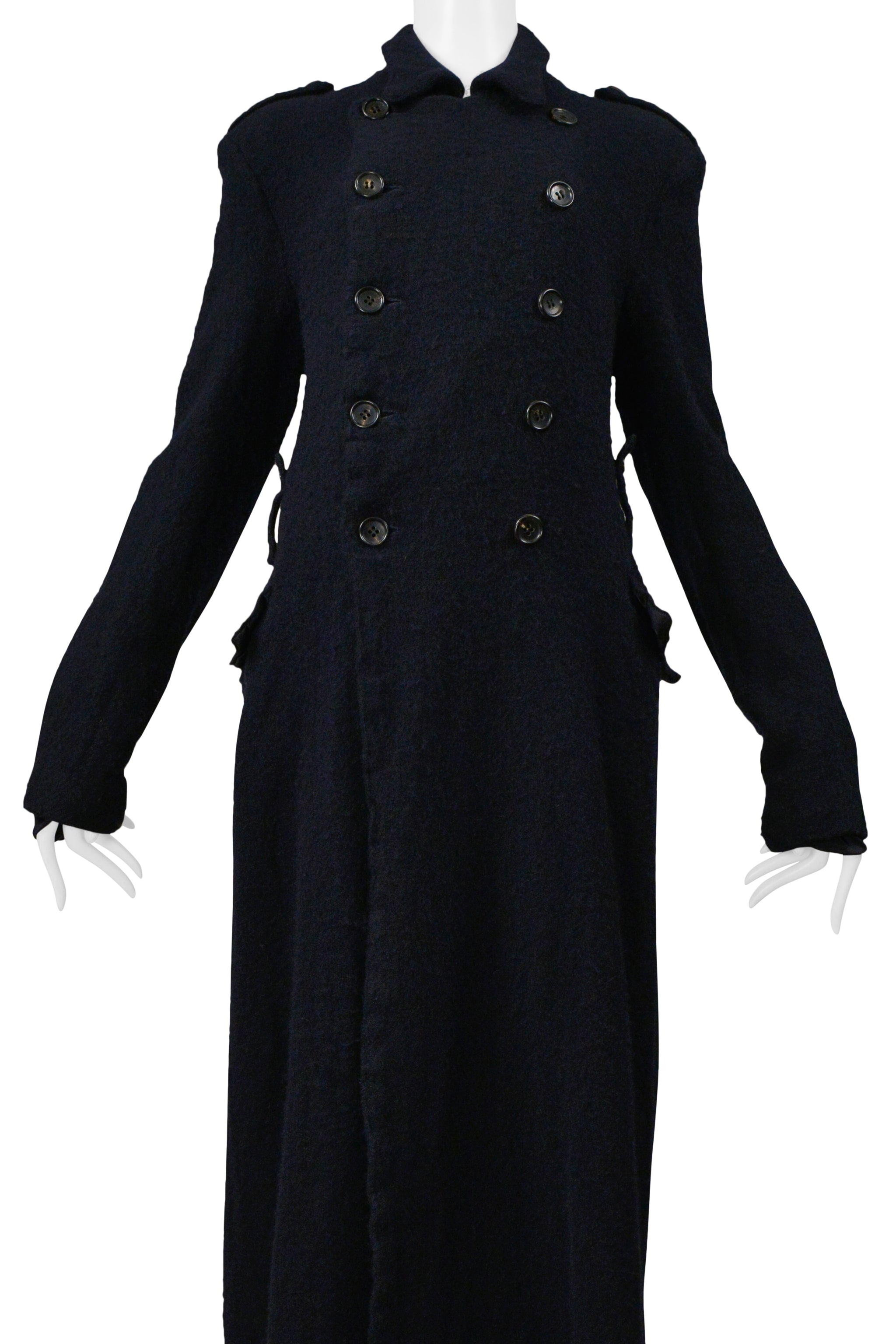 COMME DES GARCONS DARK NAVY DOUBLE BREASTED WOOL COAT 1999-2000