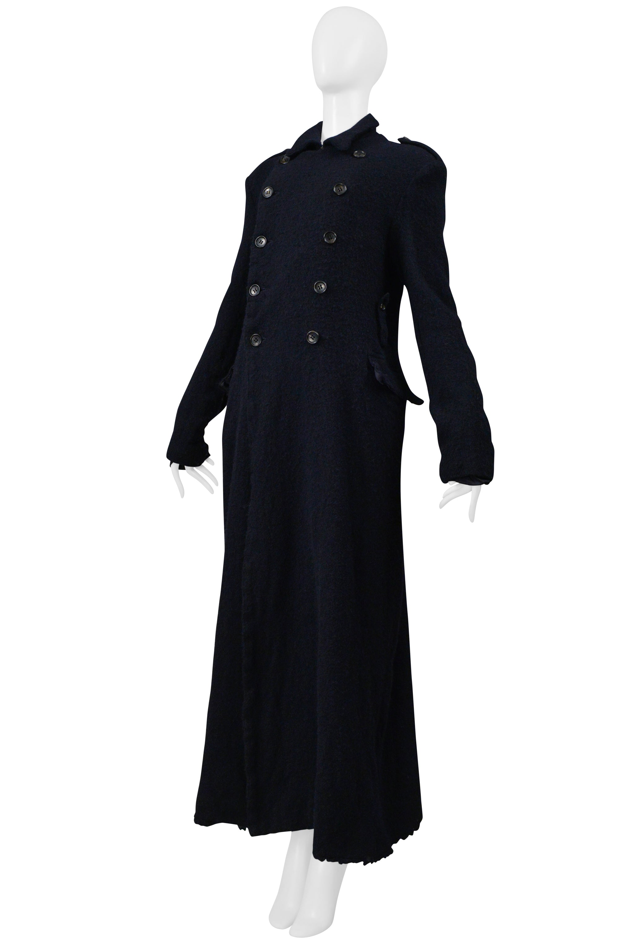 COMME DES GARCONS DARK NAVY DOUBLE BREASTED WOOL COAT 1999-2000