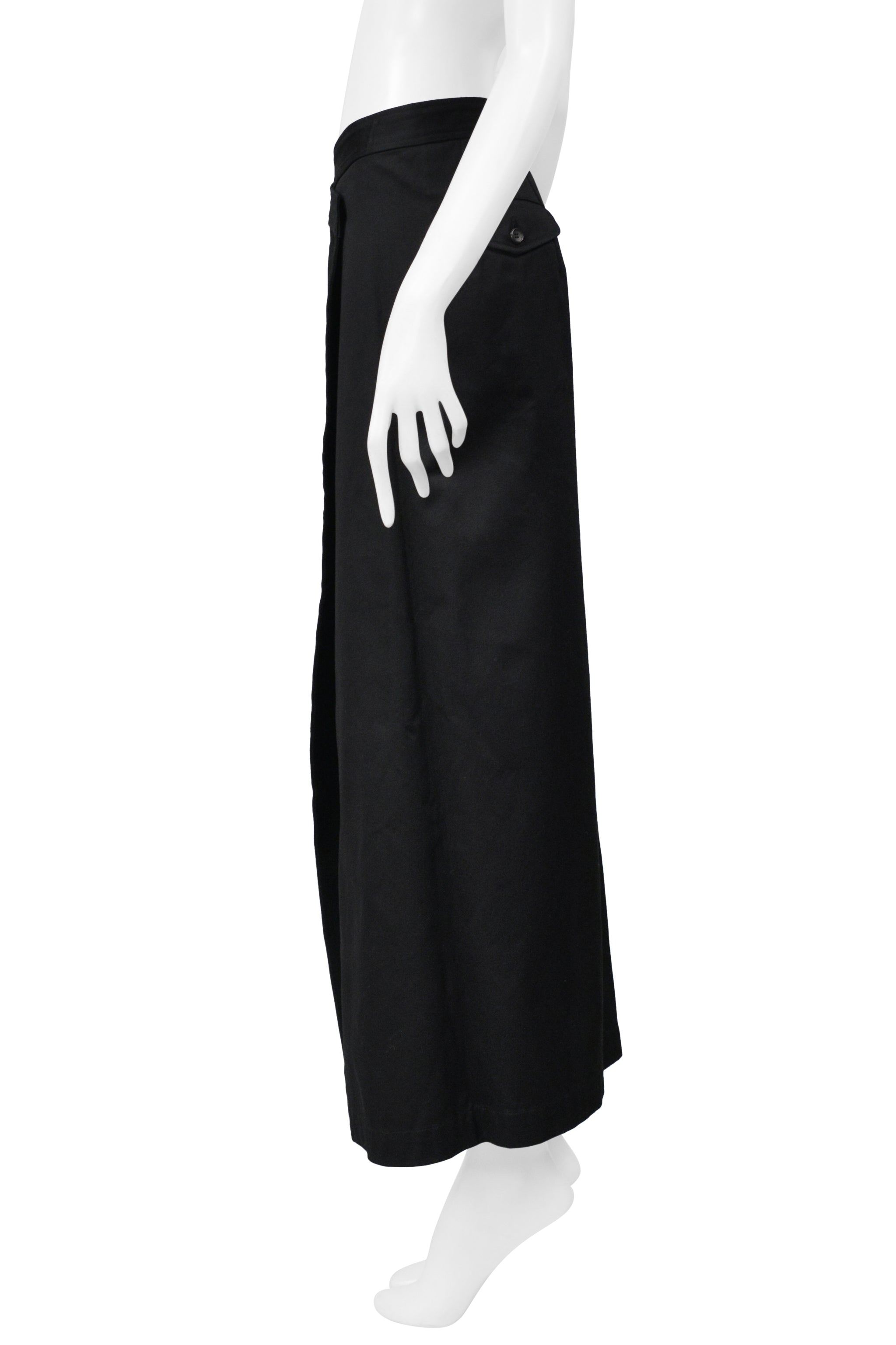 COMME DES GARCONS BLACK COTTON DRILL WRAP SKIRT 1999