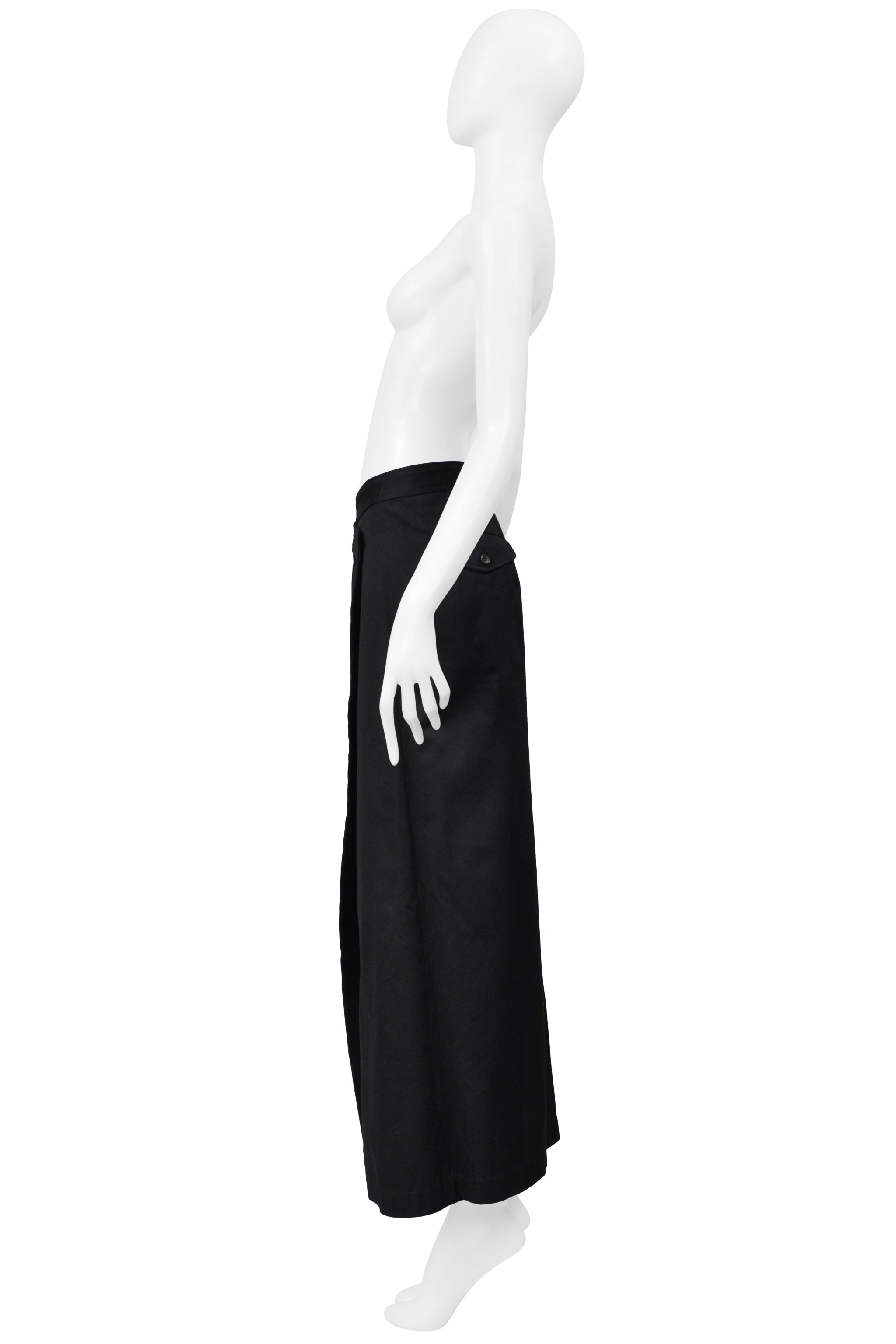 COMME DES GARCONS BLACK COTTON DRILL WRAP SKIRT 1999