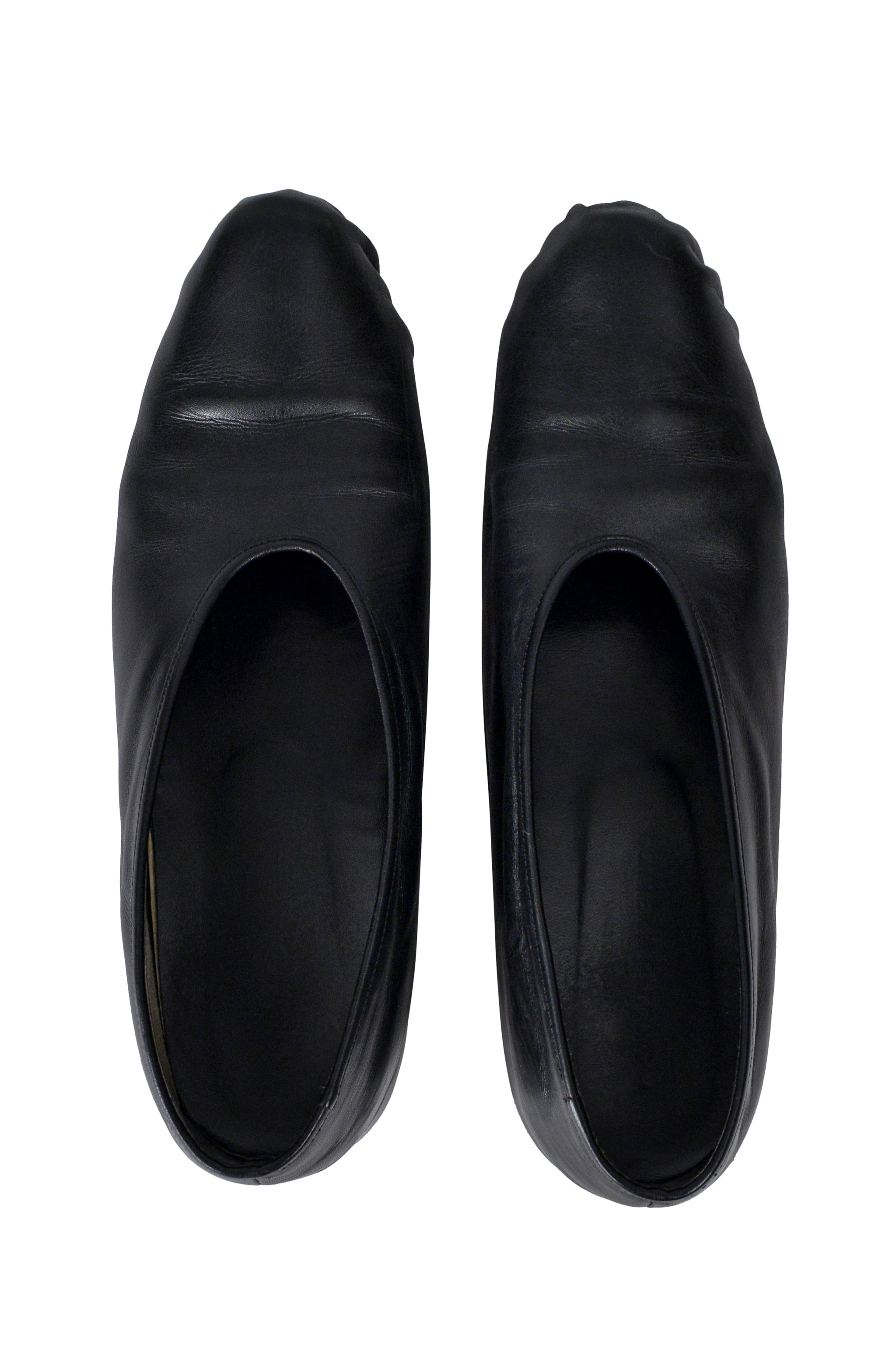 COMME DES GARCONS BLACK LEATHER BALLERINA FLATS 1999