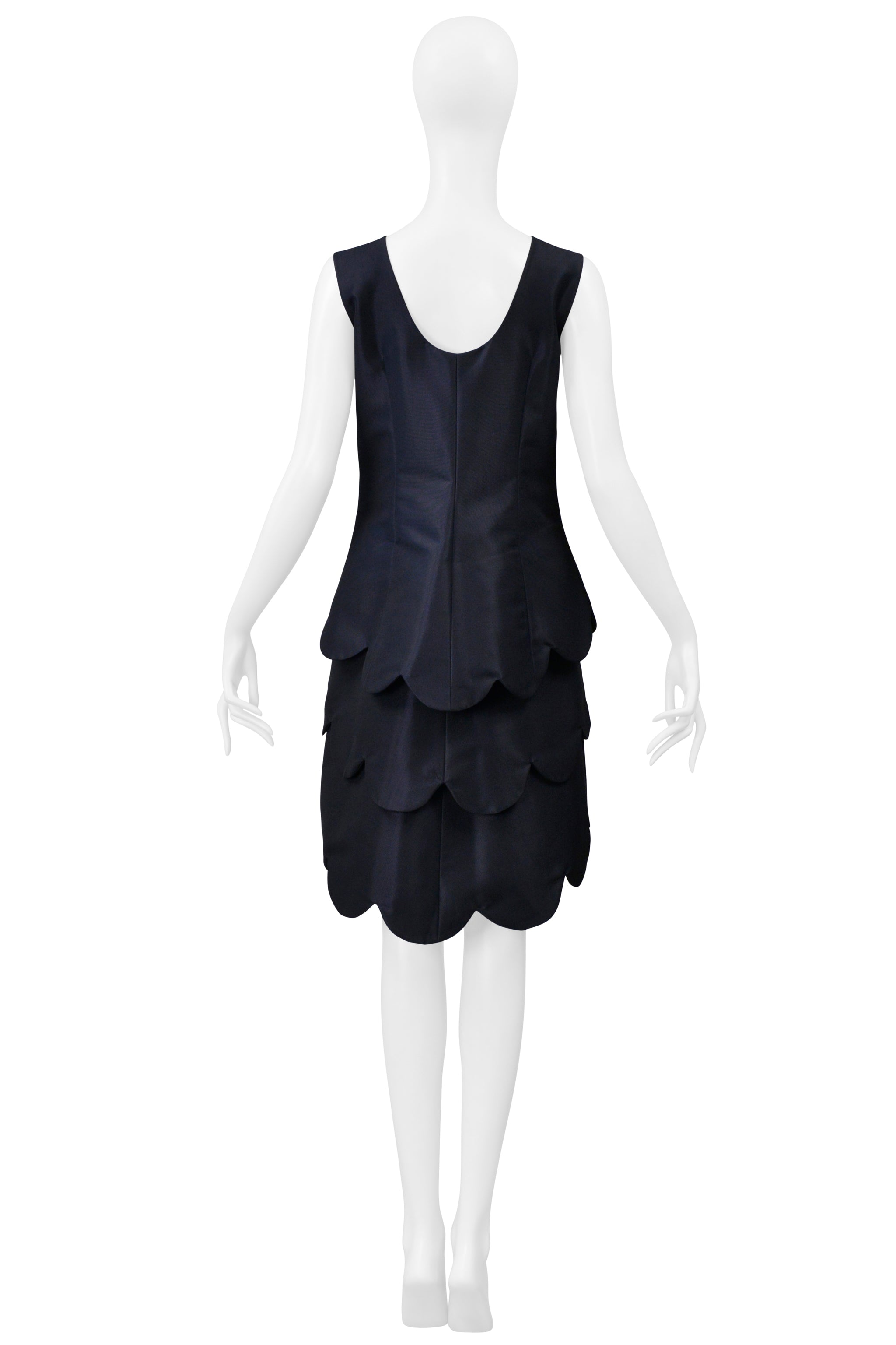 COMME DES GARCONS NAVY BLUE SCALLOP LAYERED SHORT PARTY DRESS 1999