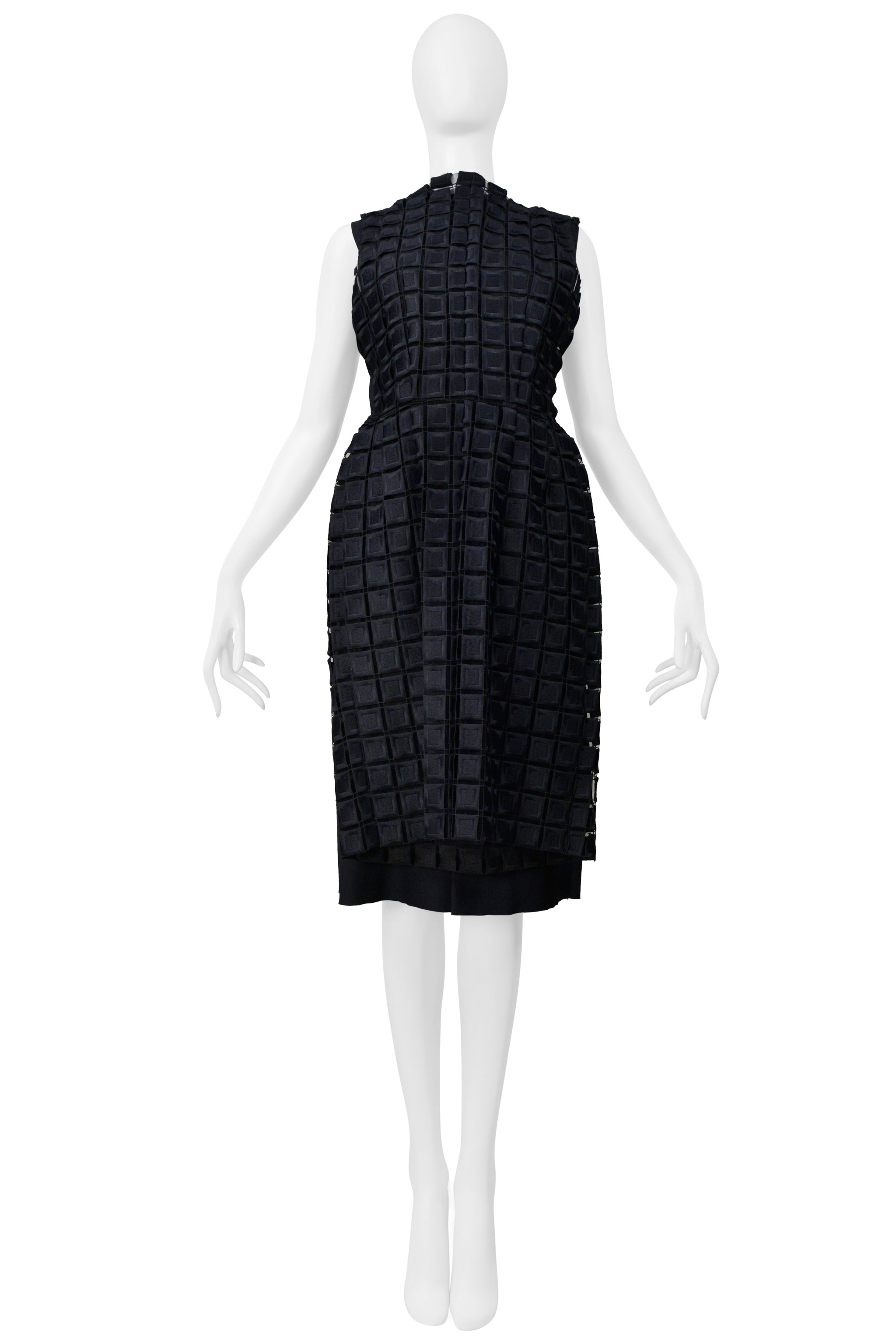 COMME DES GARCONS NAVY LACE ANGLAISE OVERLAY SHIFT DRESS 1999