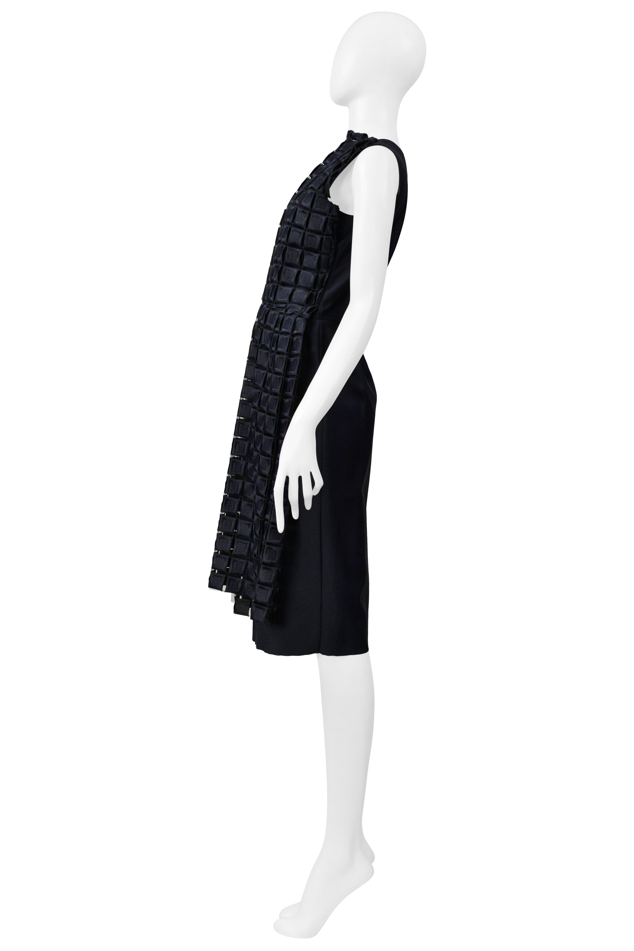 COMME DES GARCONS NAVY LACE ANGLAISE OVERLAY SHIFT DRESS 1999
