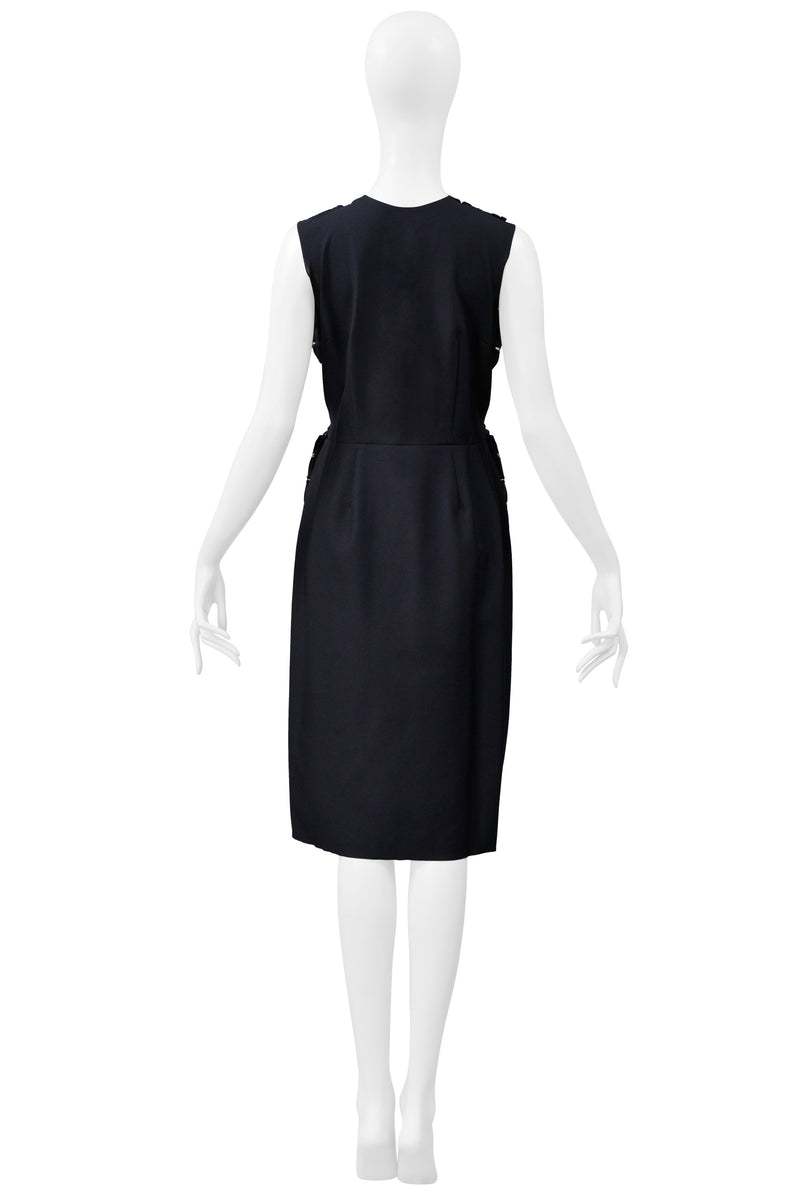 COMME DES GARCONS NAVY LACE ANGLAISE OVERLAY SHIFT DRESS 1999