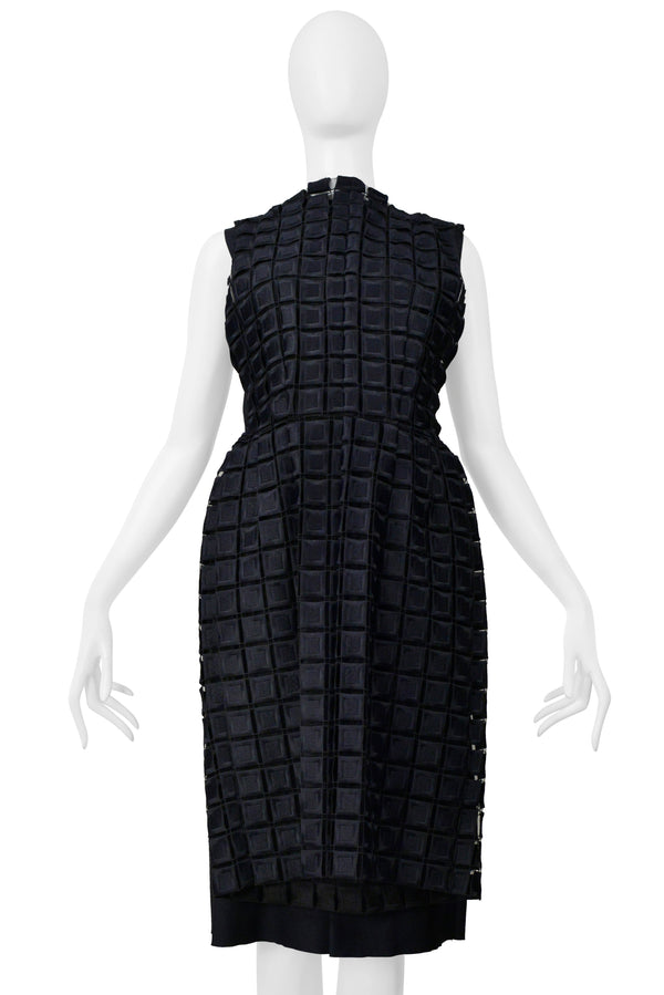 COMME DES GARCONS NAVY LACE ANGLAISE OVERLAY SHIFT DRESS 1999
