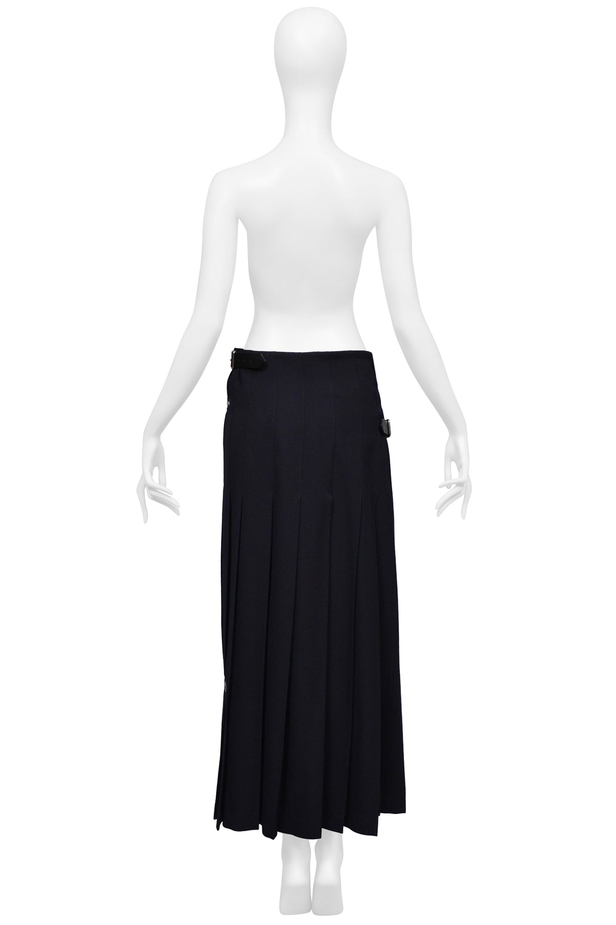 COMME DES GARCONS DARK NAVY PLEATED SKIRT WITH ZIPPERS 2001