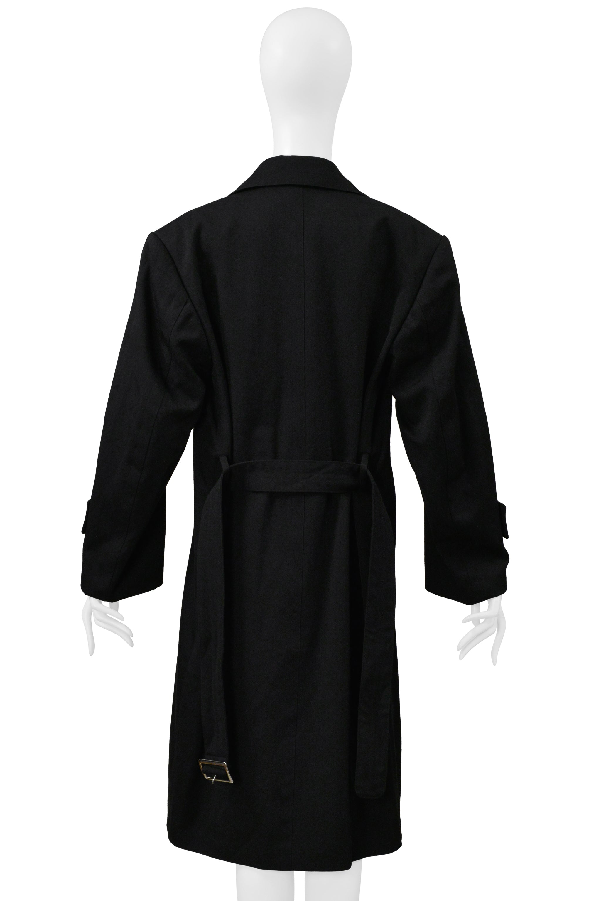 COMME DES GARCONS BLACK DOUBLE BREASTED DOUBLE COAT WITH CHAIN DETAIL 2000-2001